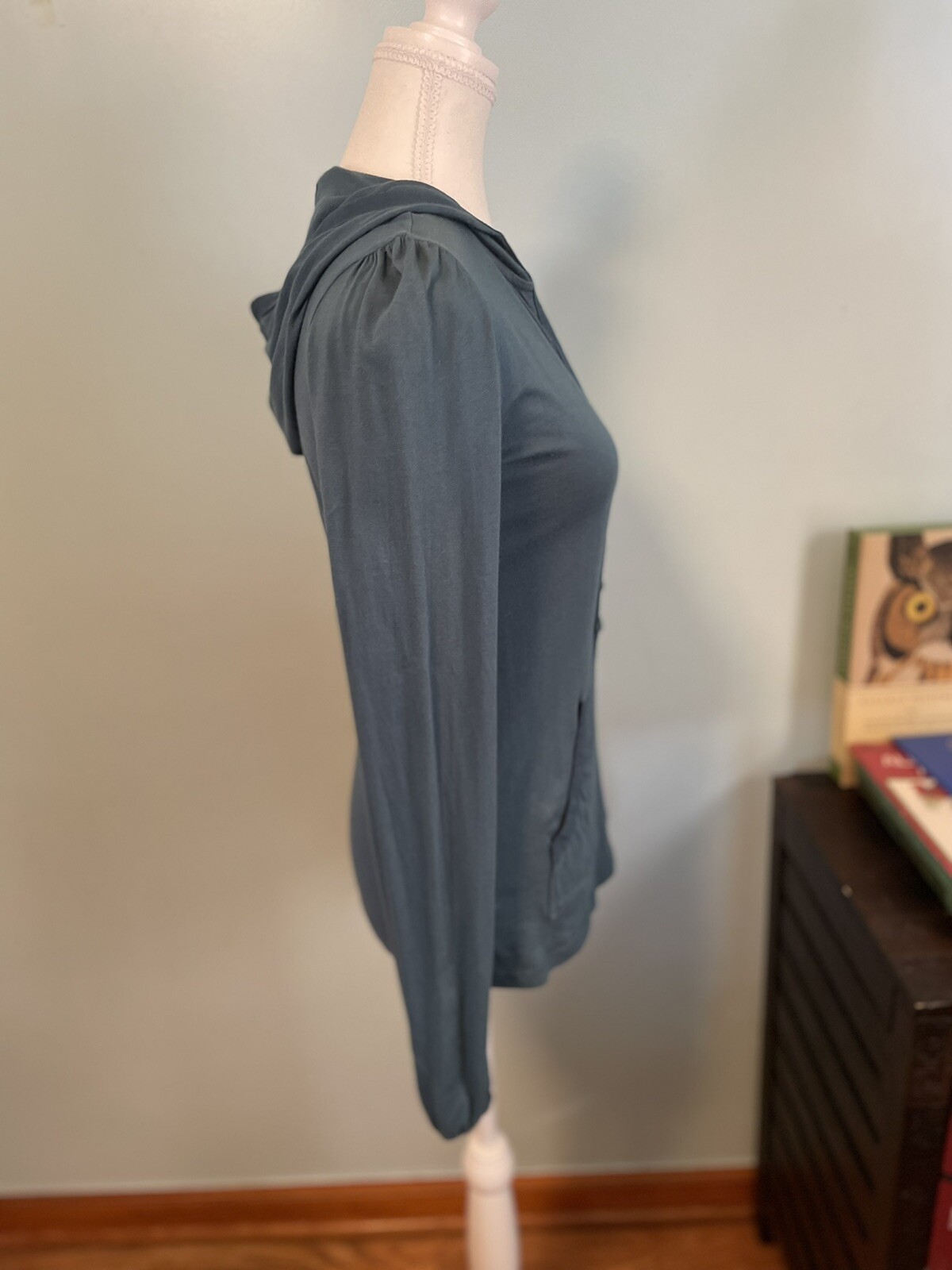 Vintage y2k Juicy Couture Hooded Cotton Shirt Blue Small Beach Cover