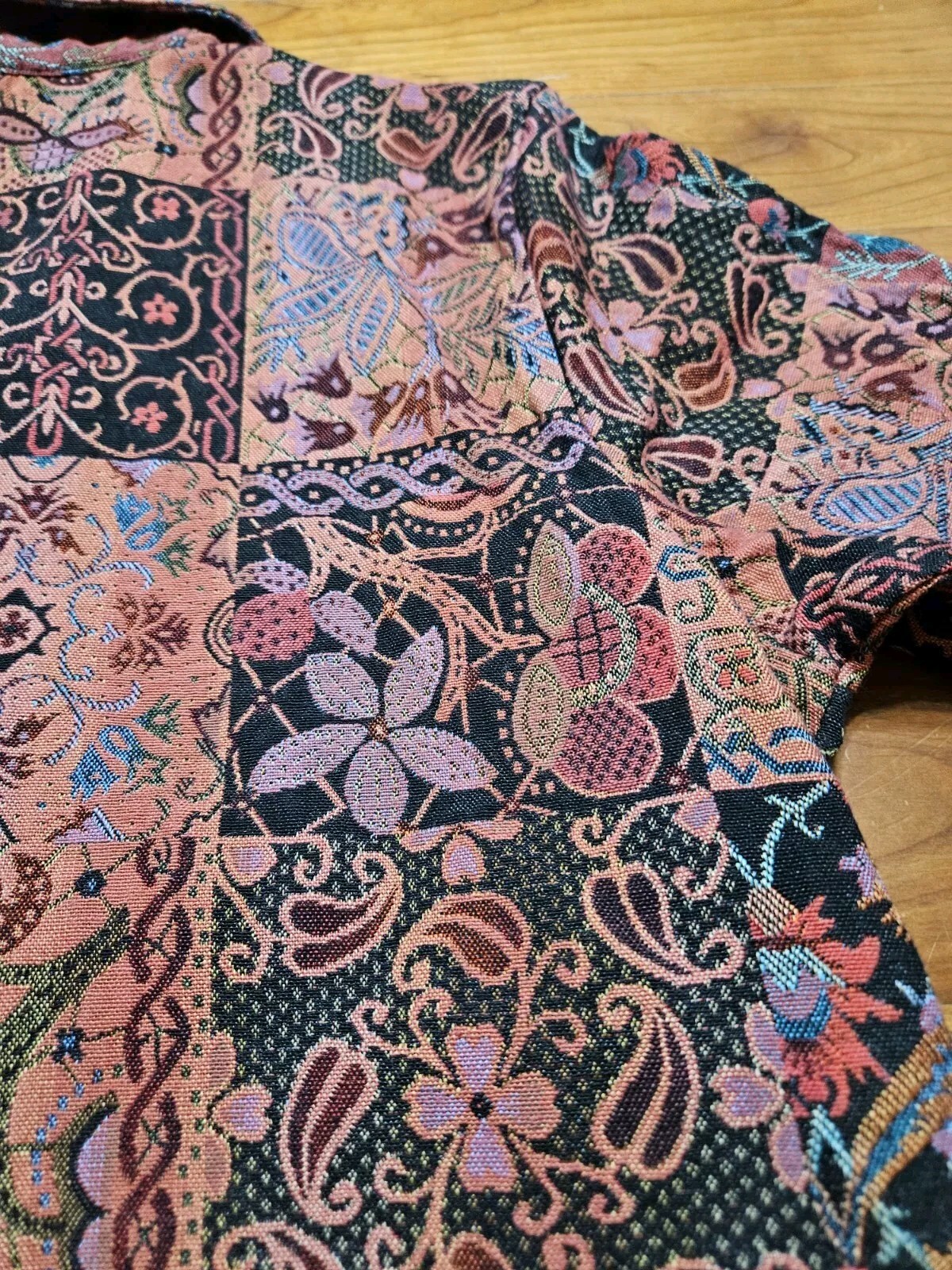 TravelSmith Sz Large Vintage Womens Multicolor Tapestry Jacket Boho Floral