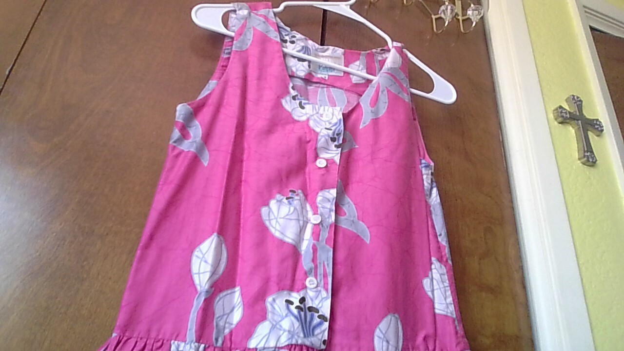 Beautiful Vtg Hawaiian Dress! HRH Kahala XS Pink Flwrs 2-pckt Sleeveless BttnUp