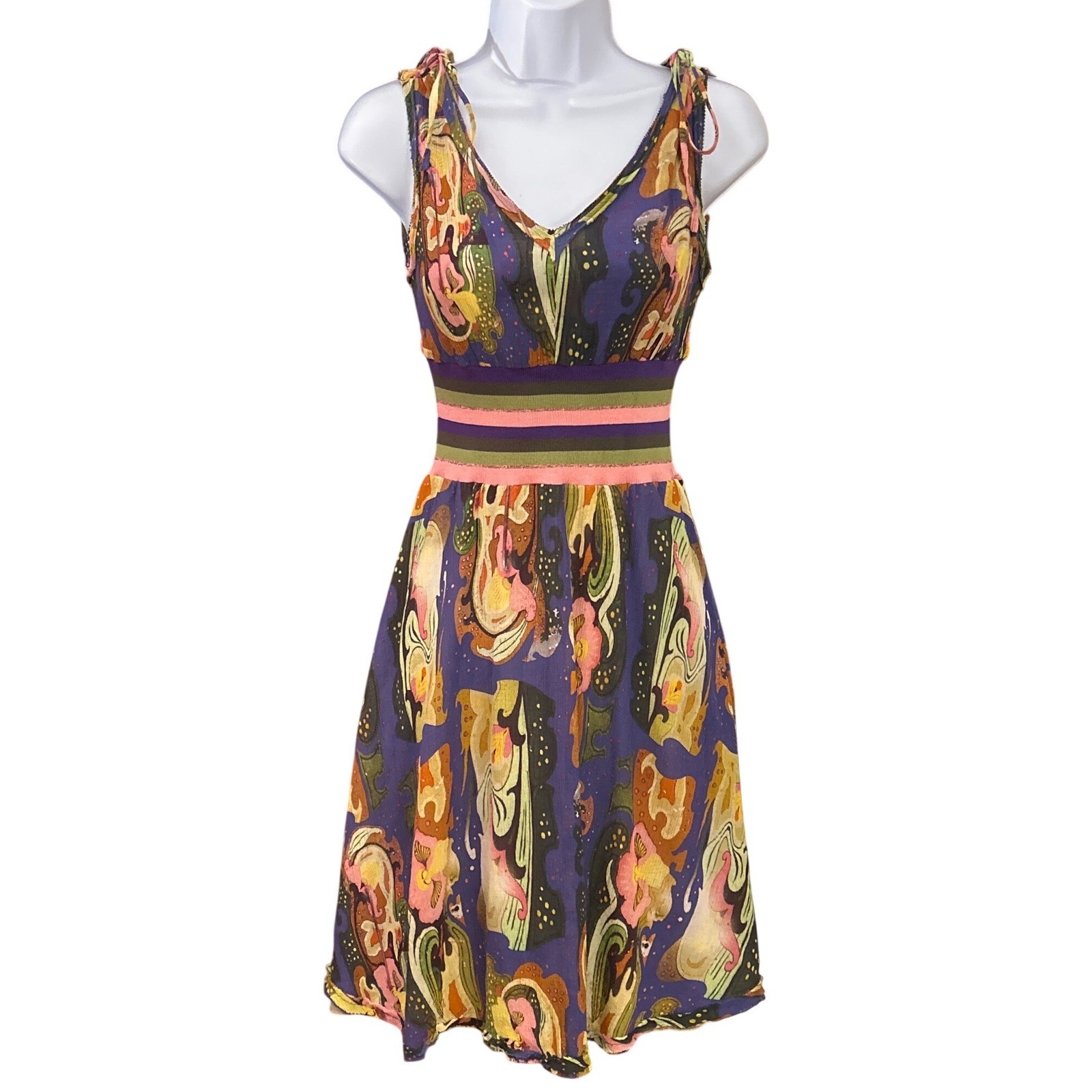 Vintage Oilily Abstract Floral Silk Blend Dress Whimsigoth Art To Wear