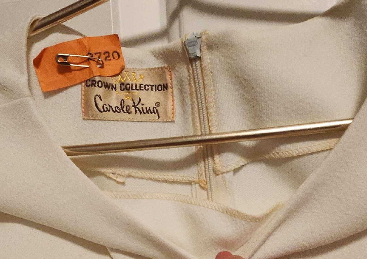 Vintage 1970’s Crown Collection by Carole King Dress ~ White with Lace Sleeves