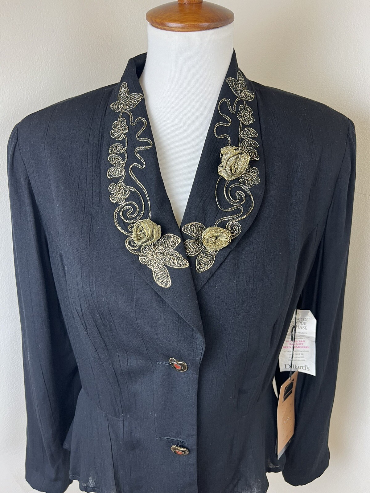 Vtg 90s Carole Little Blazer Jacket Sz 12 Hearts Roses Paris Love New Old Stock