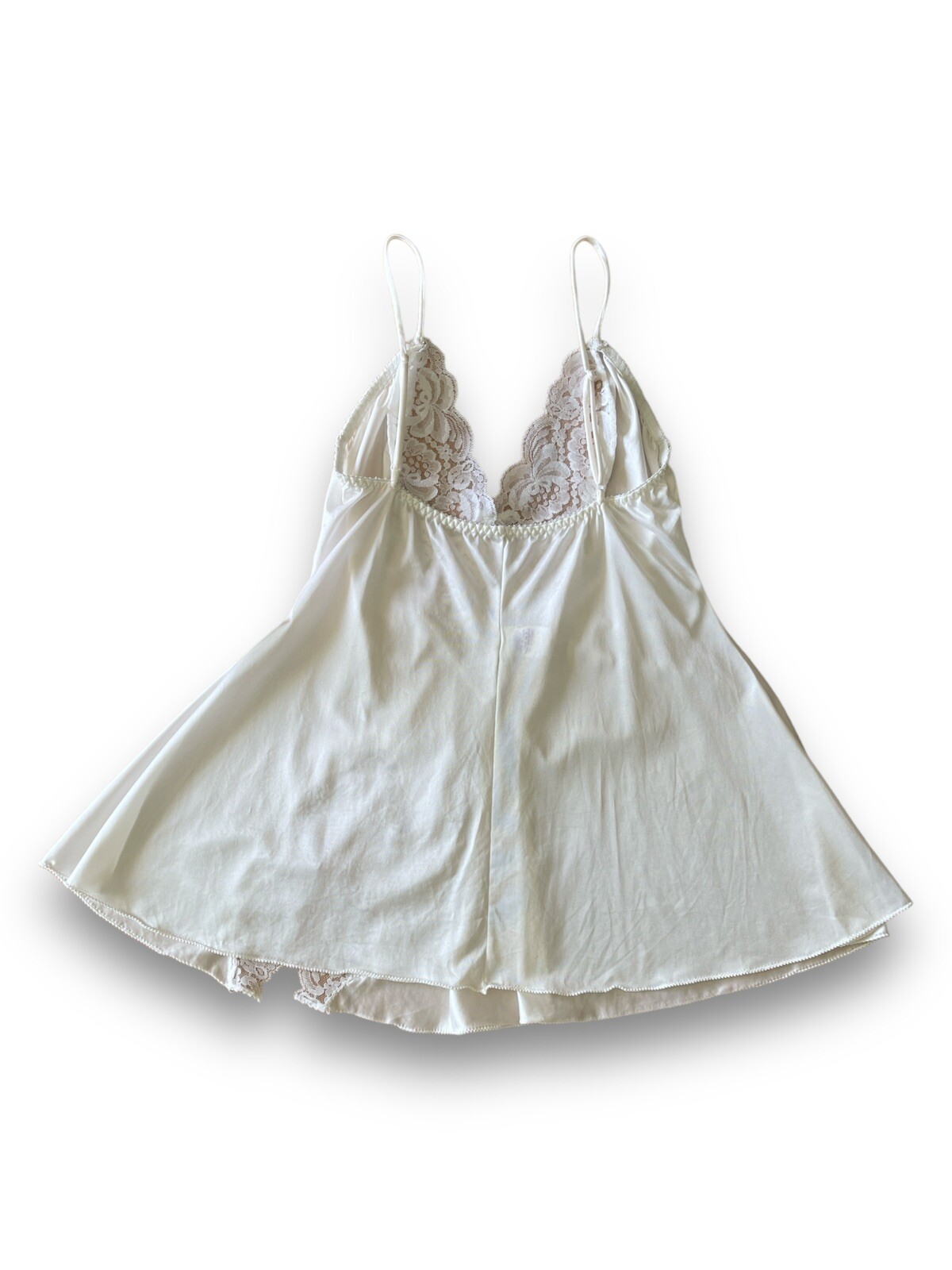 Vintage Darling Lingerie Semi Sheer Nylon Lace Slip Dress Size S Cottagecore