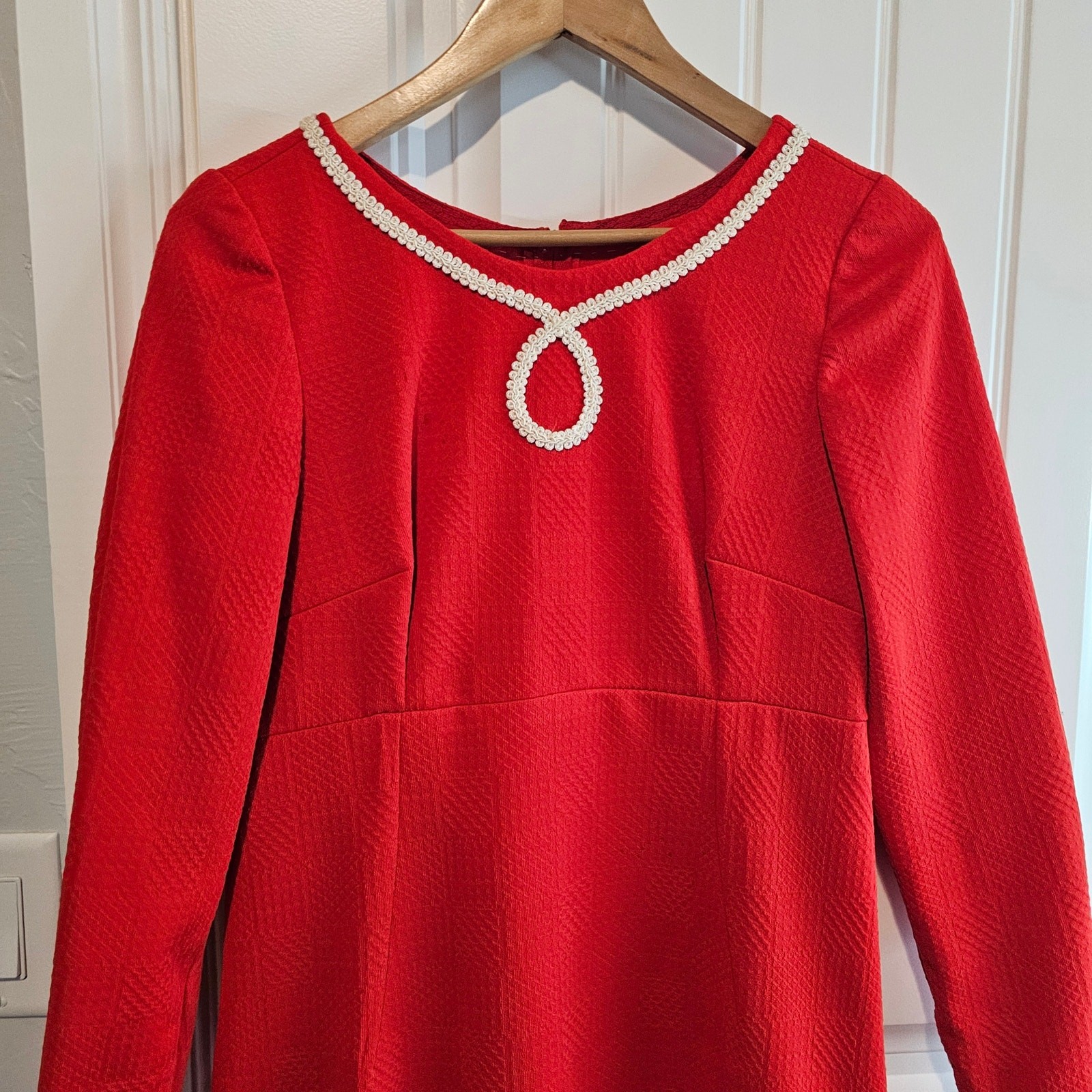 Vintage 70s Handmade Dress Womens Small Red Maxi Glam Cottage Party Modest Retro
