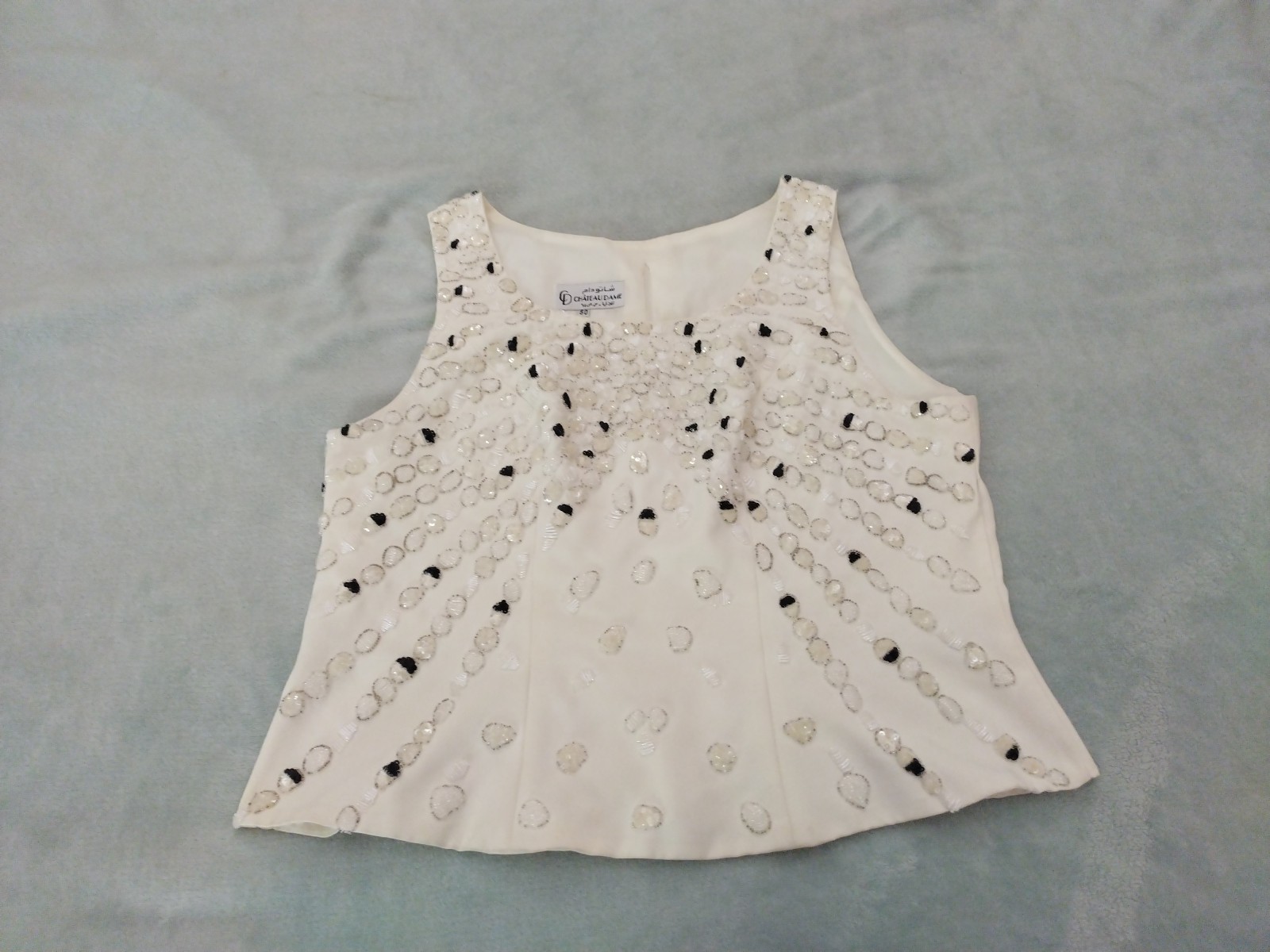 1980s Vintage Heavily Sequenced Bead Lined Party Wedding Top Blouse Womens Sz L