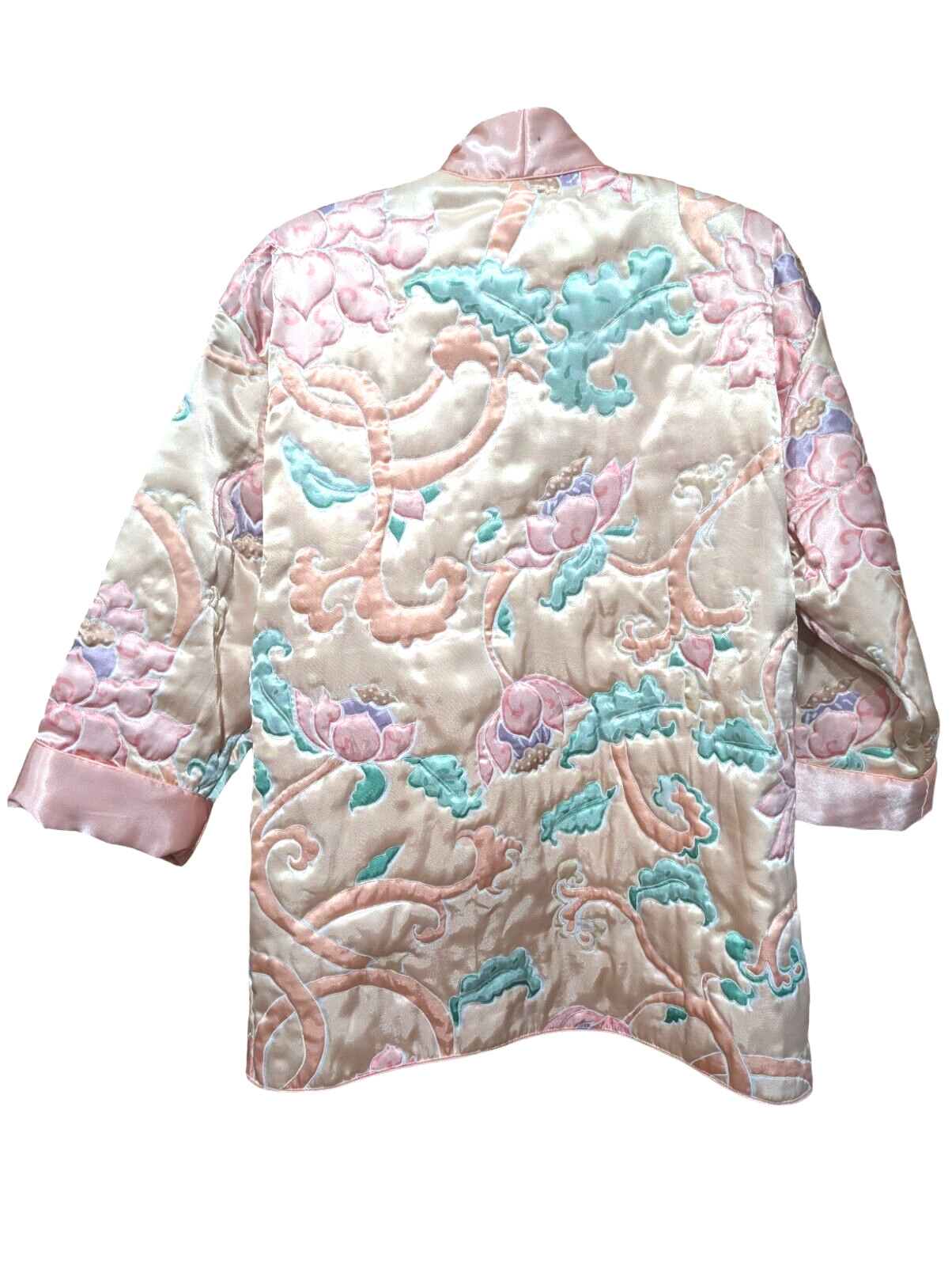 Vtg 80’s Victoria Secret Gold Label Satin Quilted Jacket Pastel Sz M/L