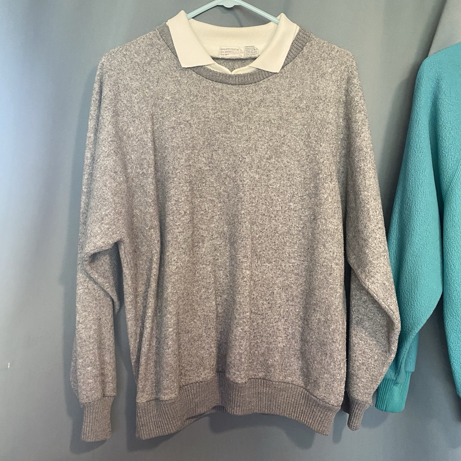 Lot Of 3 Vintage Women’s 2xl Delos Sweaters Teal Gray Purple Collar Preppy 80’s