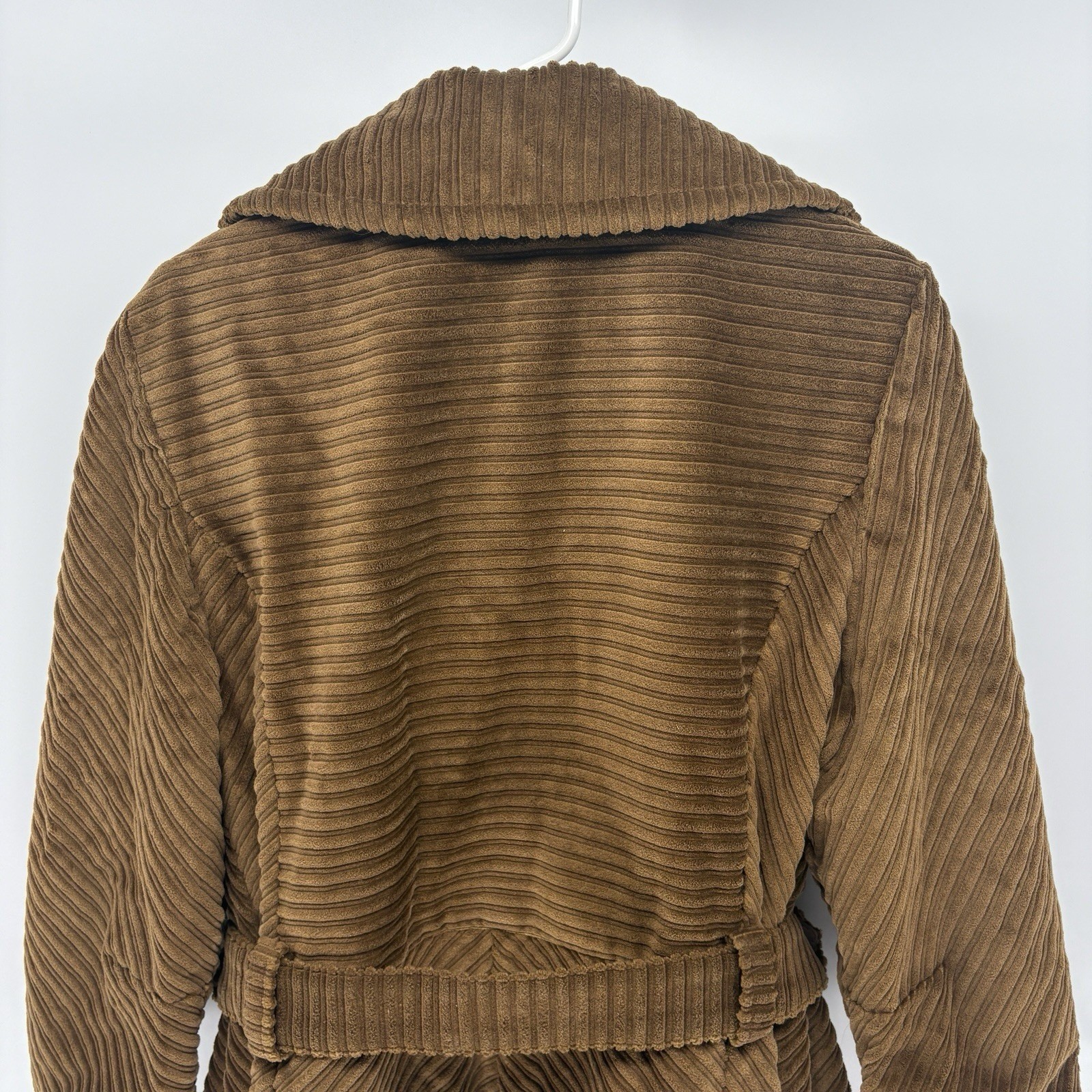 Vintage Sears Double Breasted Corduroy Jacket Belted Mid Length Hippy Women XL