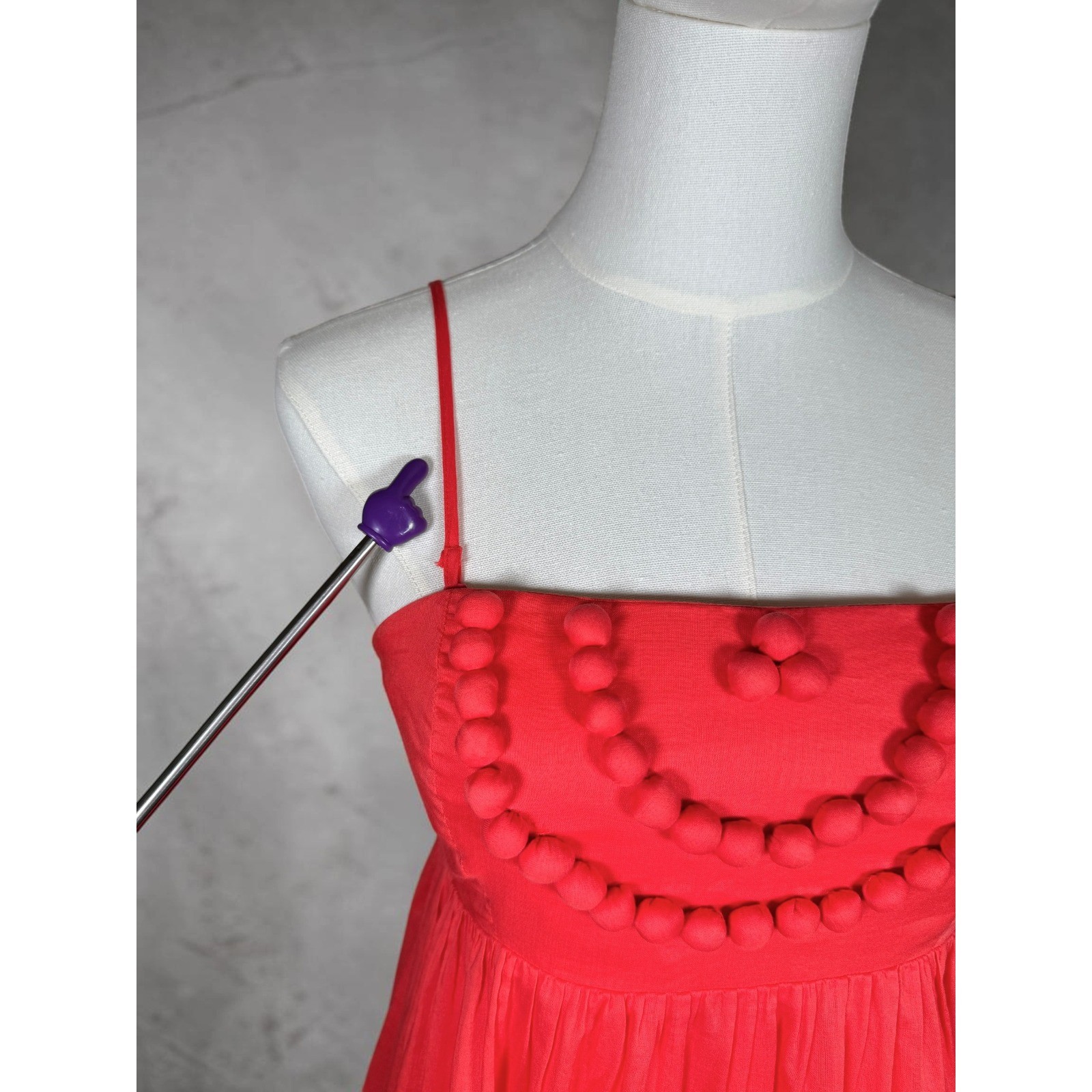 Y2K GAP Coral Red Strapless Midi Dress Empire Waist Cotton Lined Womens 0