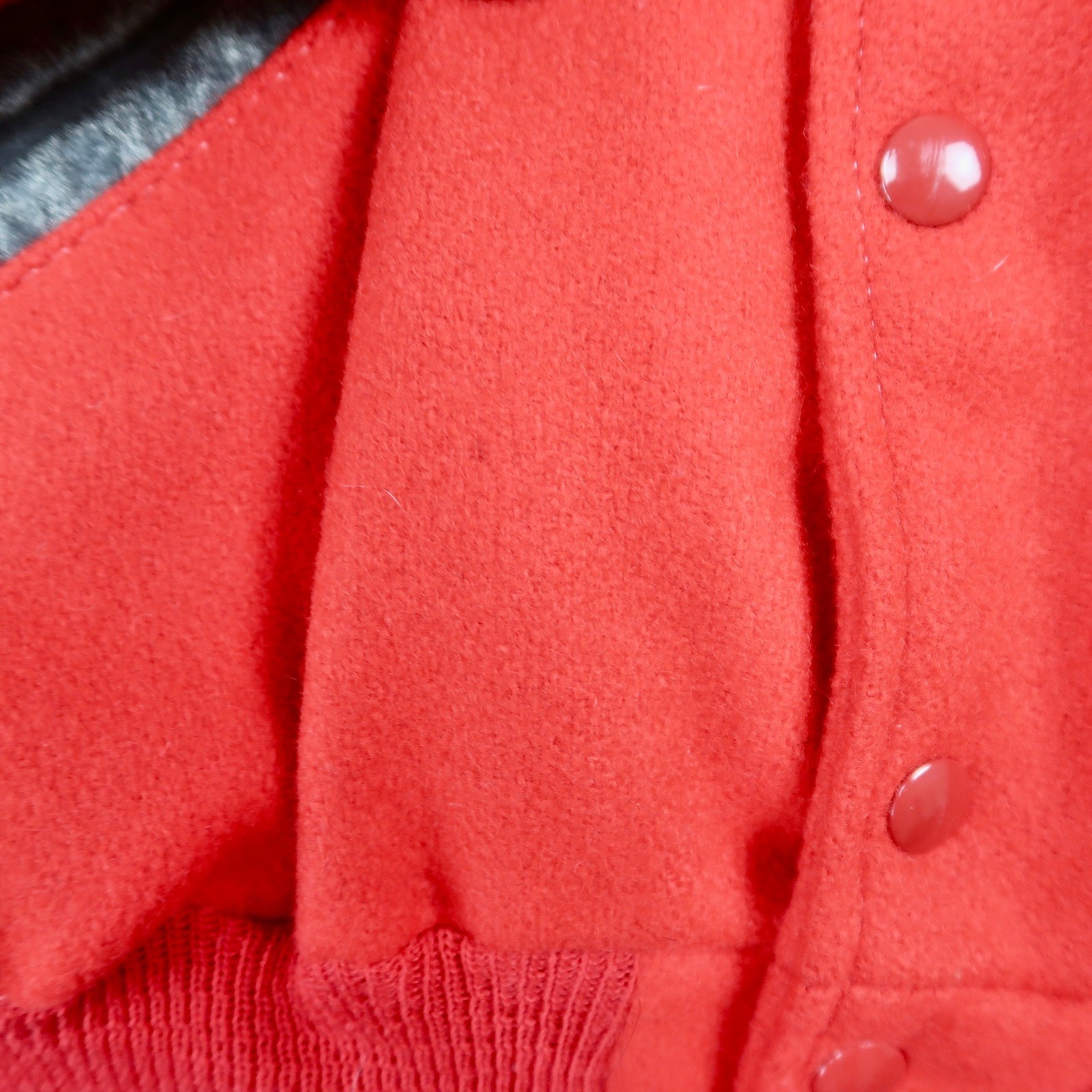 Vintage 90s Varsity Jacket Red Wool Trailers on Tape Hollywood USA Kim Small S