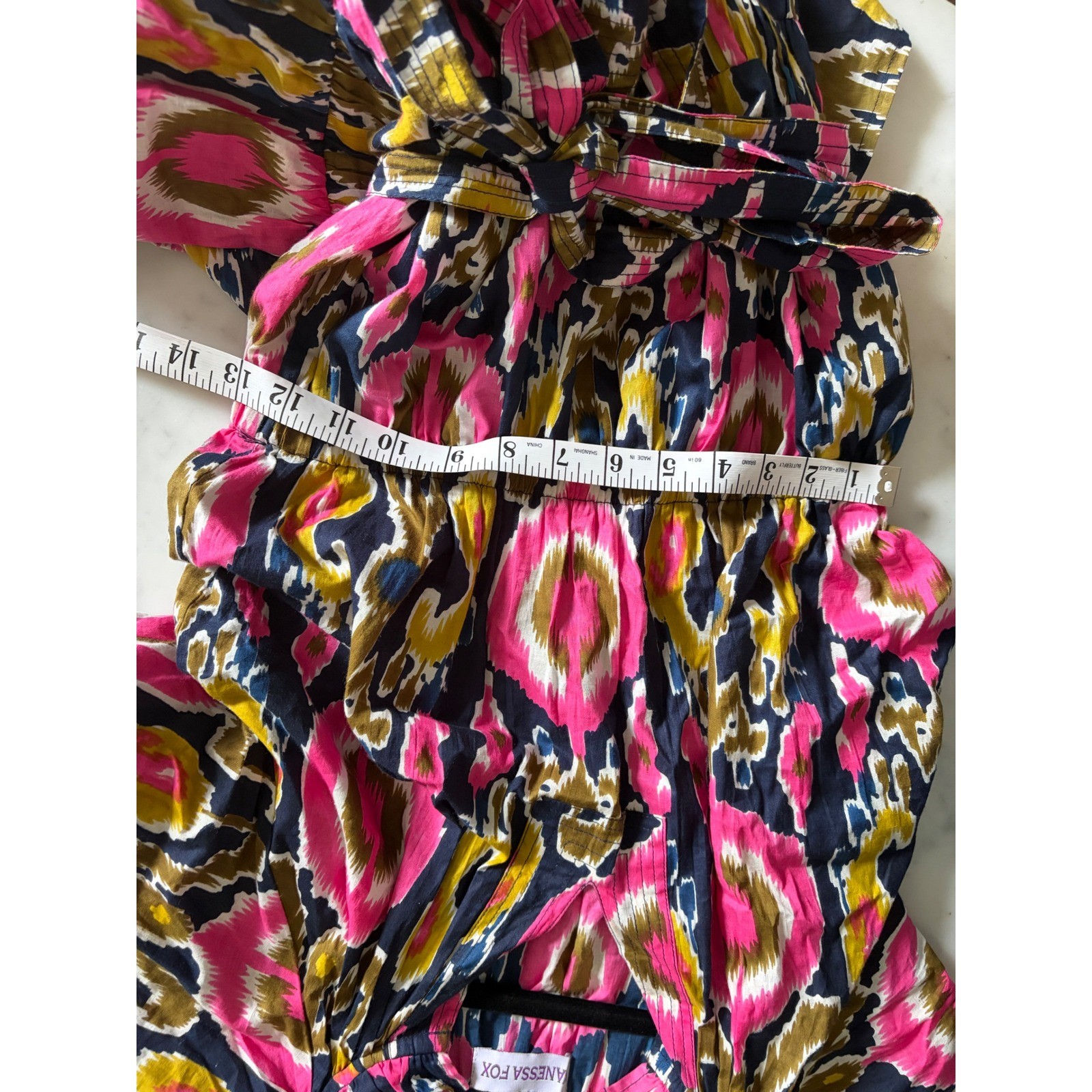 Vanessa Fox The Lowell Boho Ikat Belted Cotton Dress Size Medium