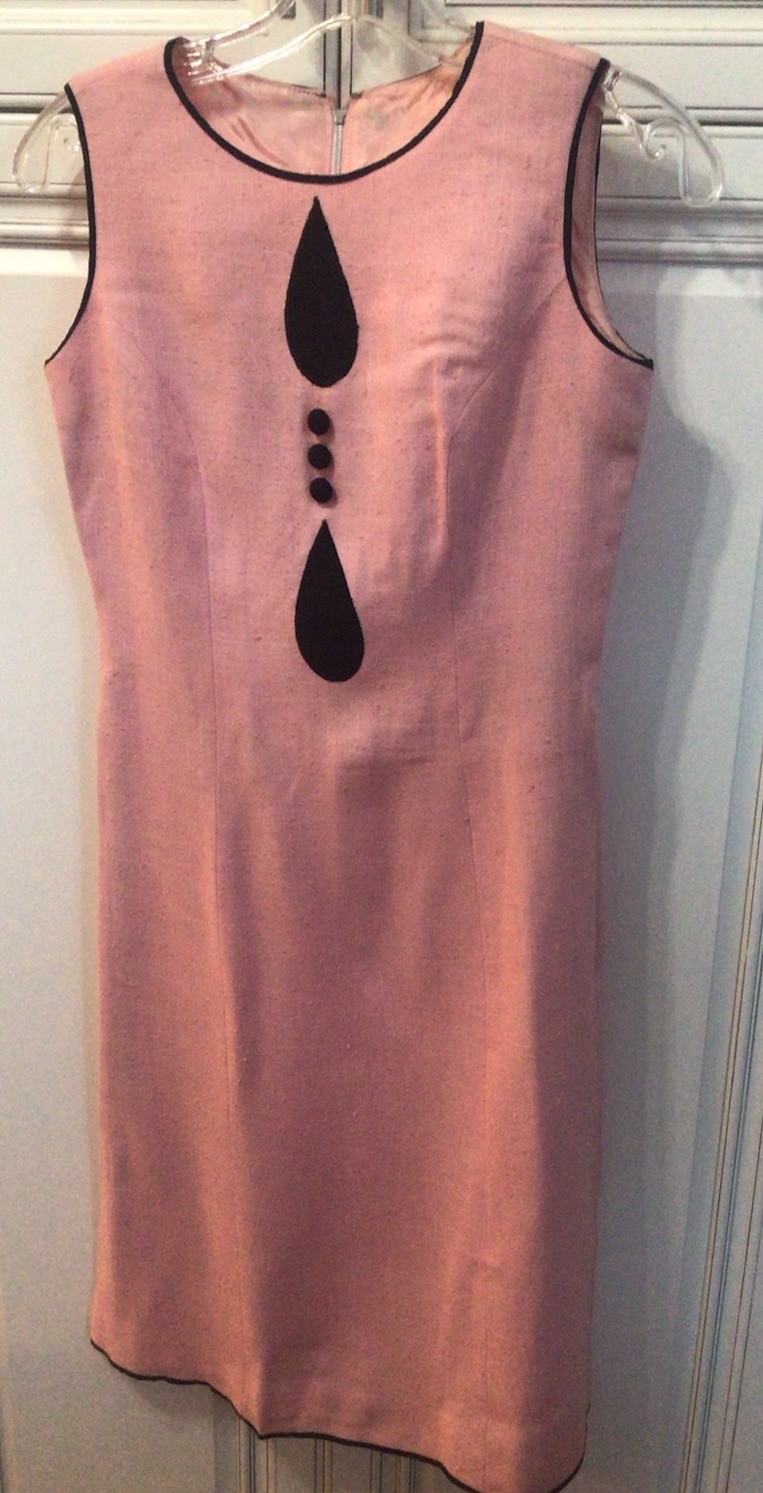 UNIQUE Vintage 1960’s MCM Mod Pink & Black Shift Dress by Carlette Size 5