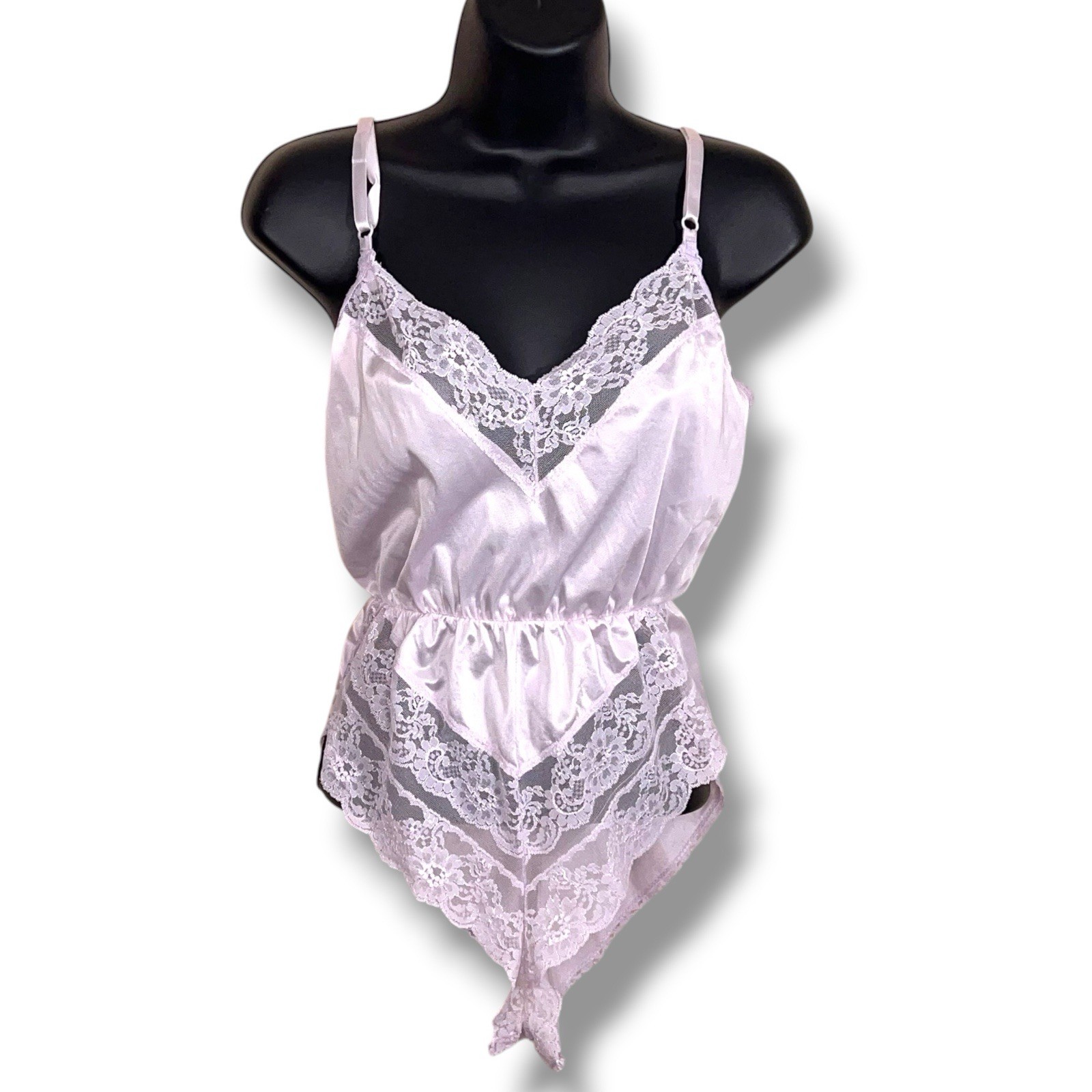 Vintage Small Ashley Taylor Teddy Bodysuit Lilac Pastel Lace Trim Retro Lingerie
