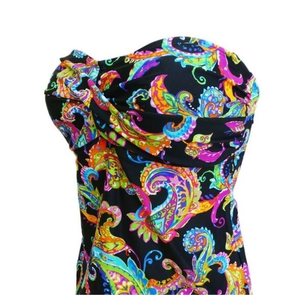 Vintage Mod Paisley Summer Tube Top Twisted Bustier Built In Bra Grunge Fairy 12