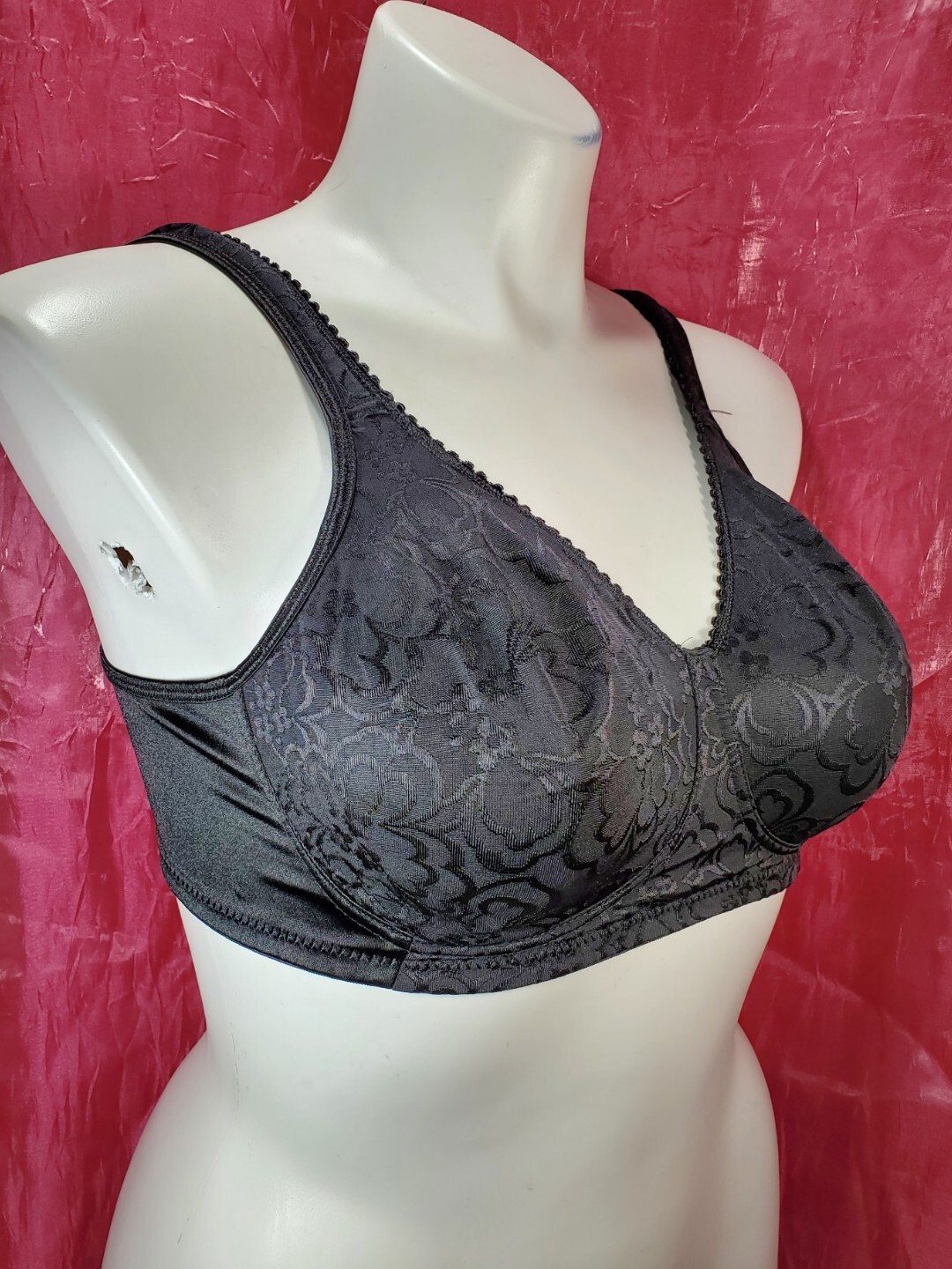 Playtex Silky Satin Bra Size 38D Black Lace Sexy Sissy Pin-up Crossdress Y2K