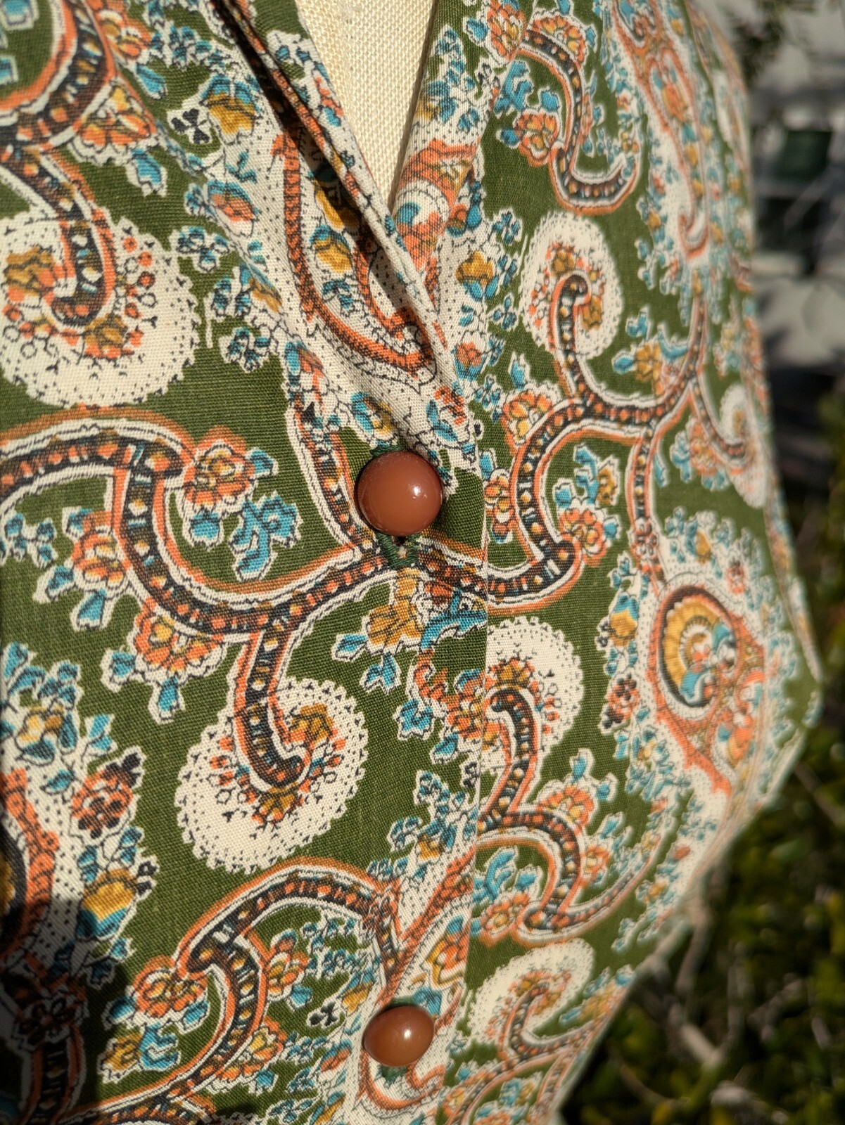 Vintage Mode O’Day Paisley dress Brown, Orange, Green, Yellow 50’s/60’s