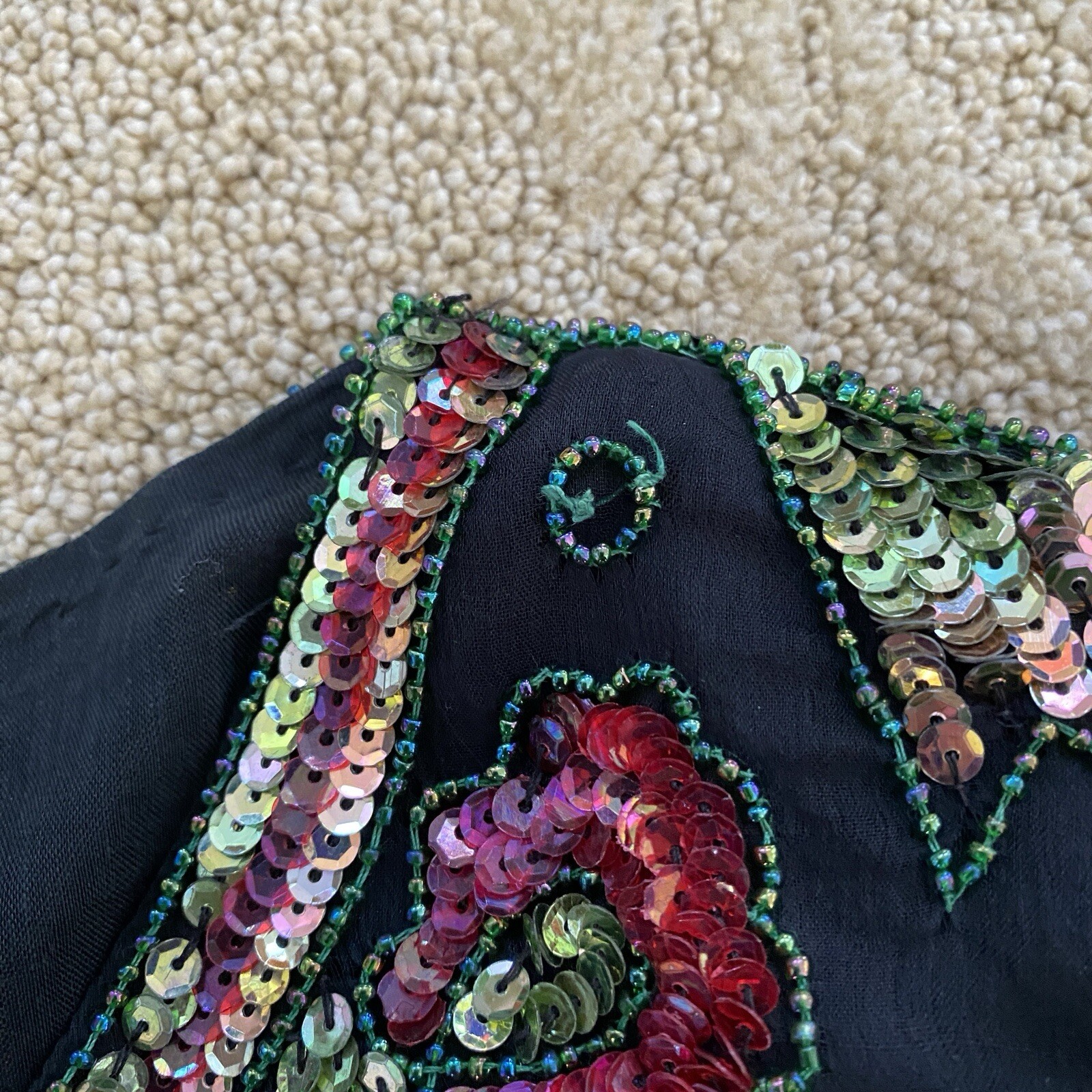 Jean for Joseph Le Bon Silk Floral Sequin Beaded Formal Blouse 1980s Size L