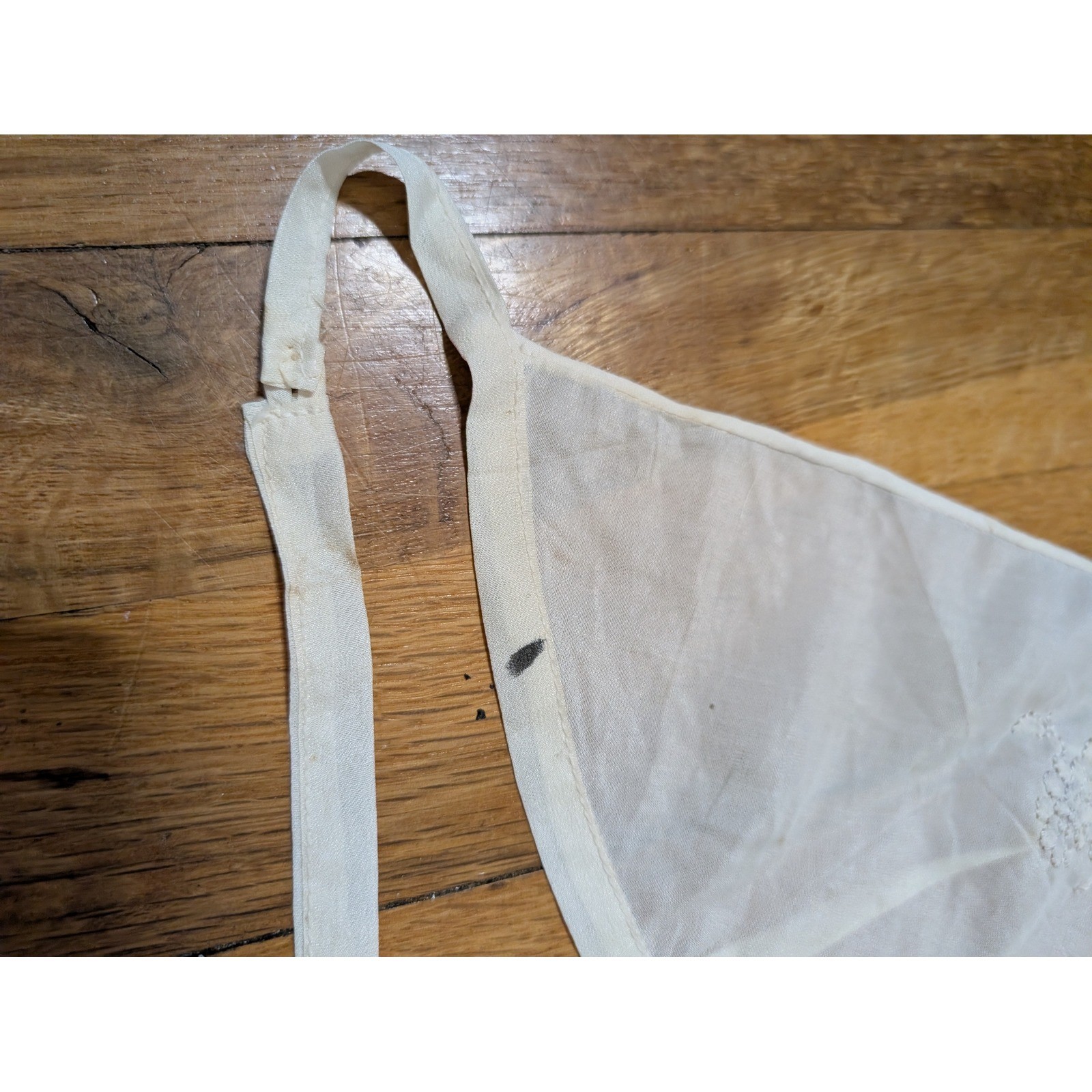 Antique Sheer Silk Embroidered Bralette White Floral Halter Button Back Lingerie