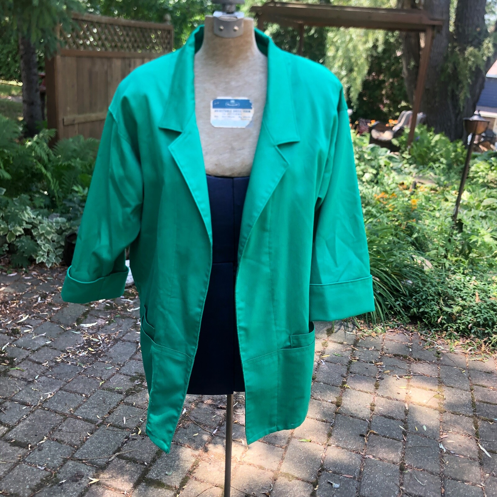 Green Blazer Tan Jay Brand 1980’s Vintage With Shoulder Pads