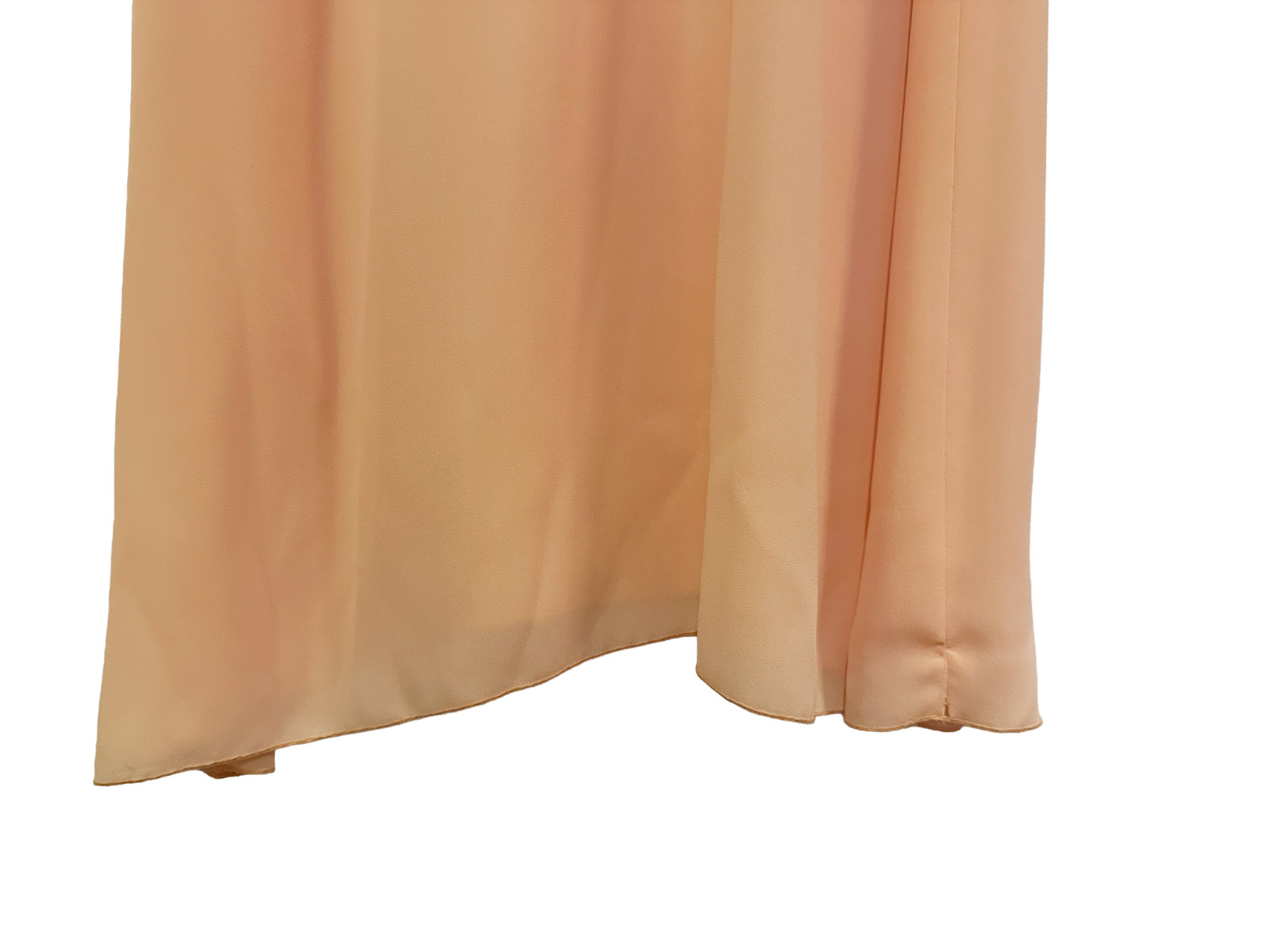 1970s Enrico Serrati Apricot Tiered Chiffon Maxi Dress w Shoulder Rosette Fit xS