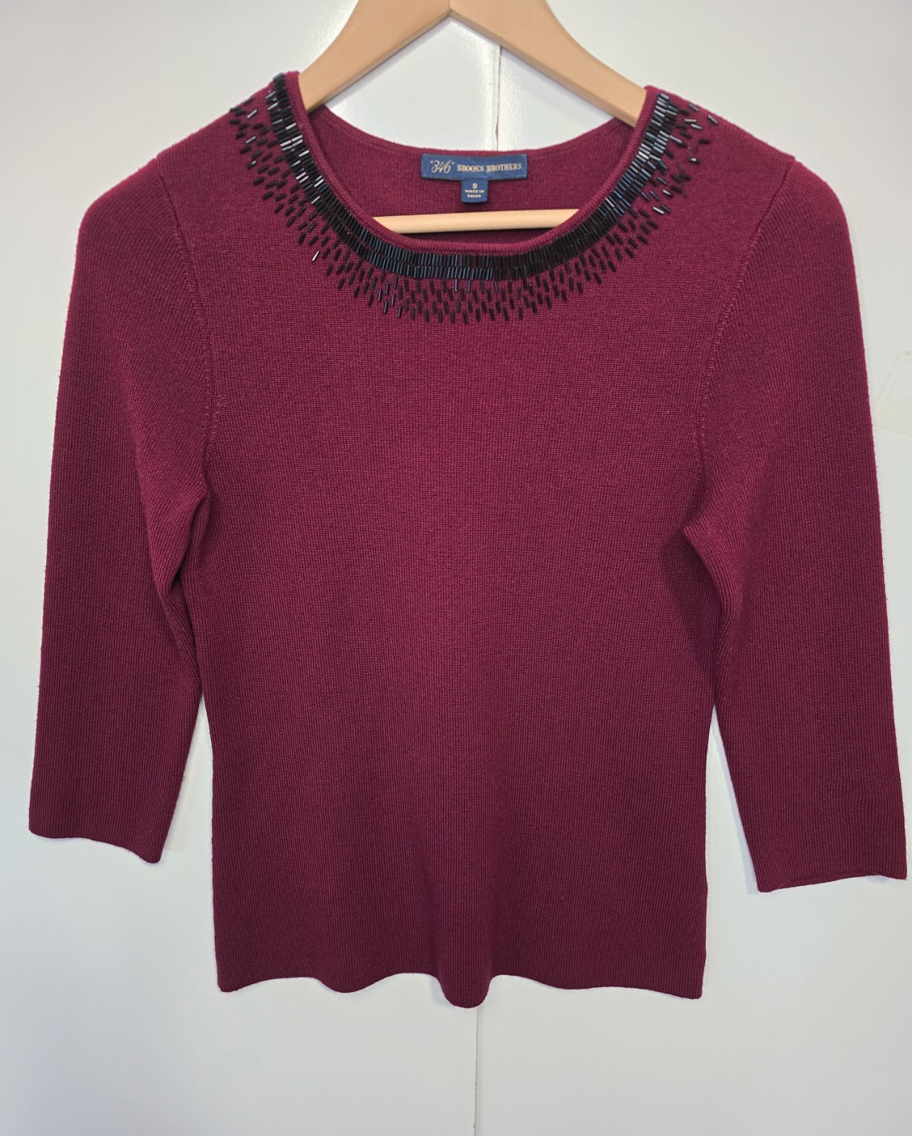 Brooks Brothers Knit 100% Merino Wool Sweater Womens Burgundy Pullover