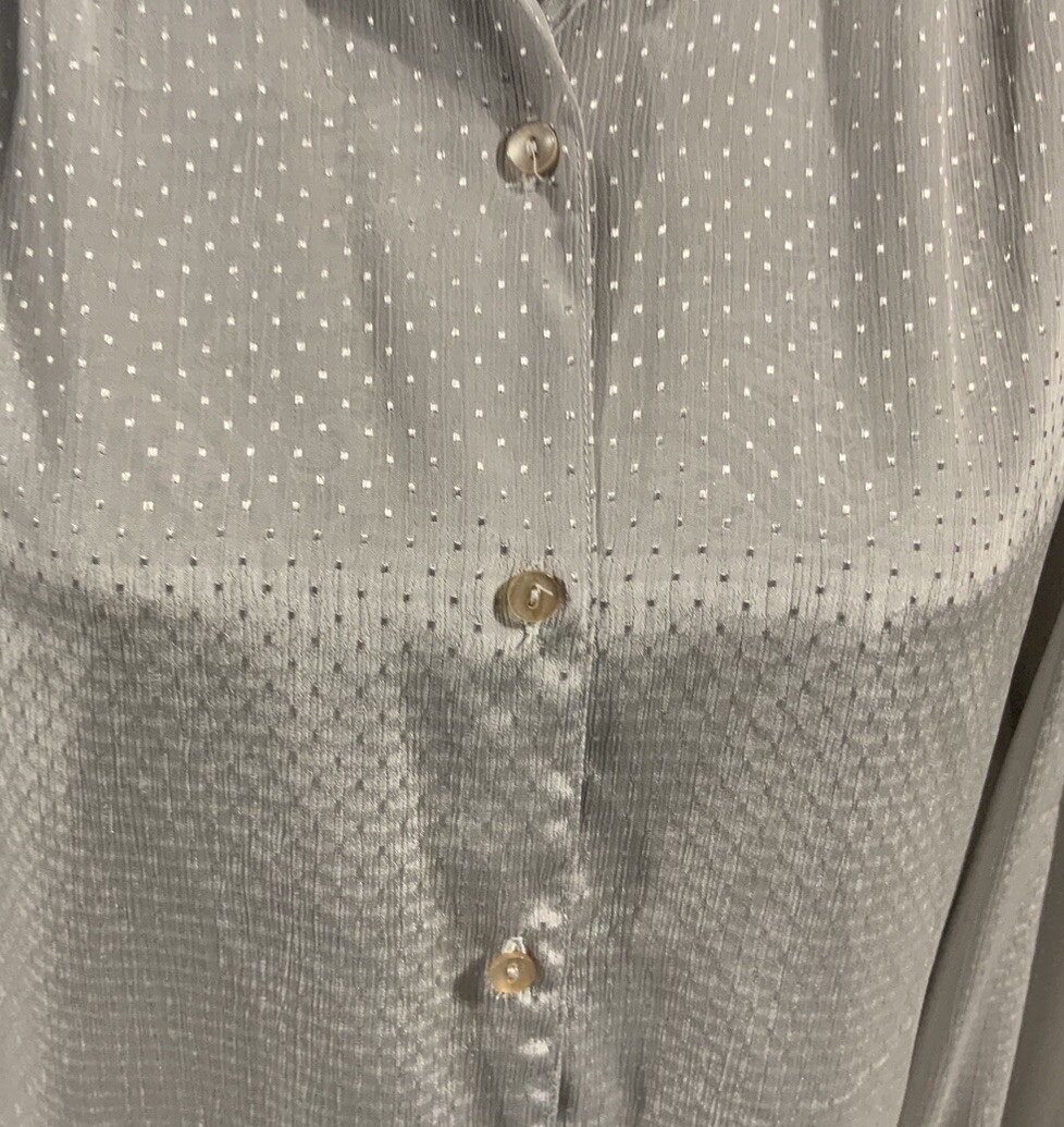 Vintage OUI Petites by tan jay Button Down Blouse – Silver SZ:4P # 1884N