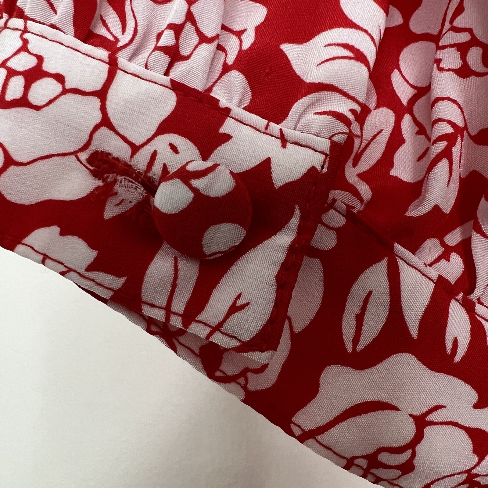 Vintage 80s Dress Sz 8 by Hana Sung Floral Red Color Padded Shoulders Classy
