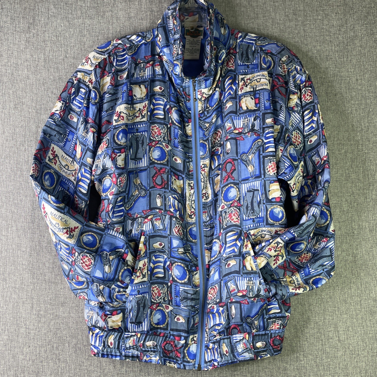 Vintage Out Brook Womens M Silk Windbreaker Jacket Zip Nautical Lightweight WS1