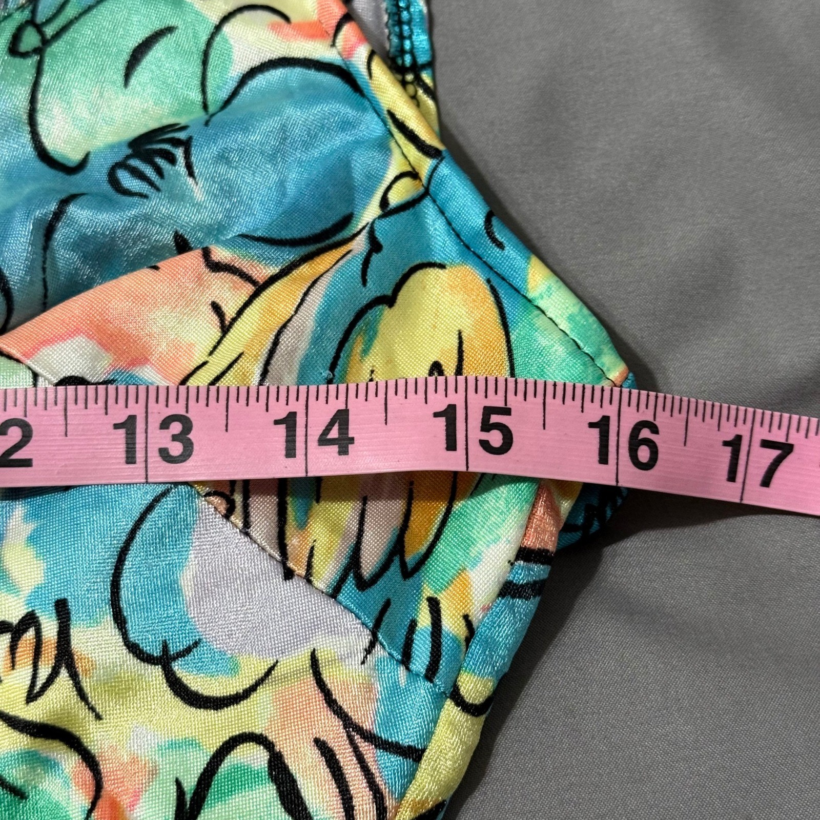 Maxine of Hollywood Vintage Floral Romper Swimsuit Blue Yellow Pink Size 14 USA