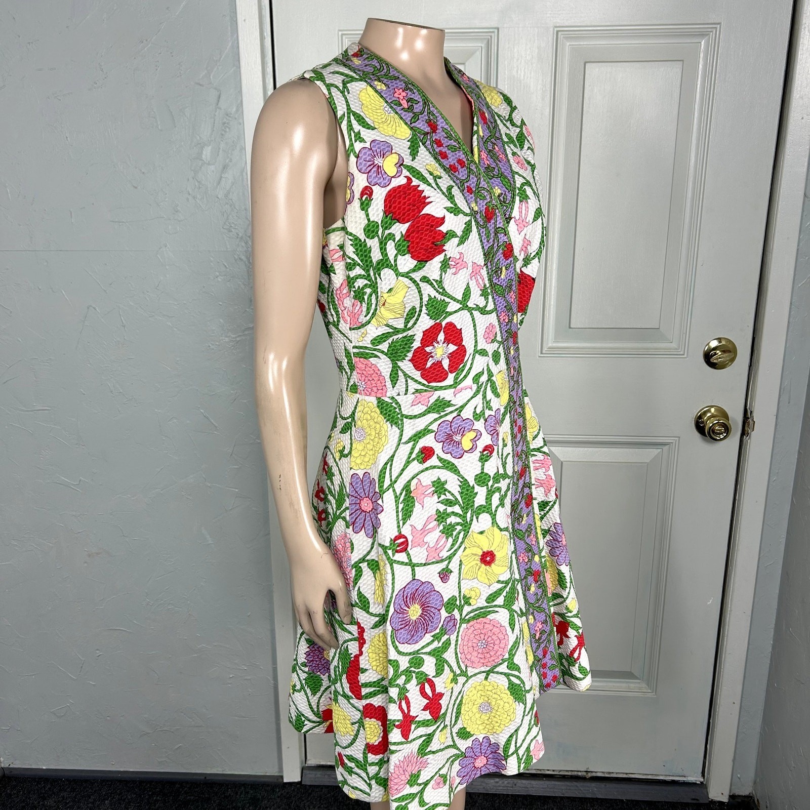 Vintage 60s 70s Womens Wrap Dress Serbin Party Cotton Floral Boho Bright P3-22