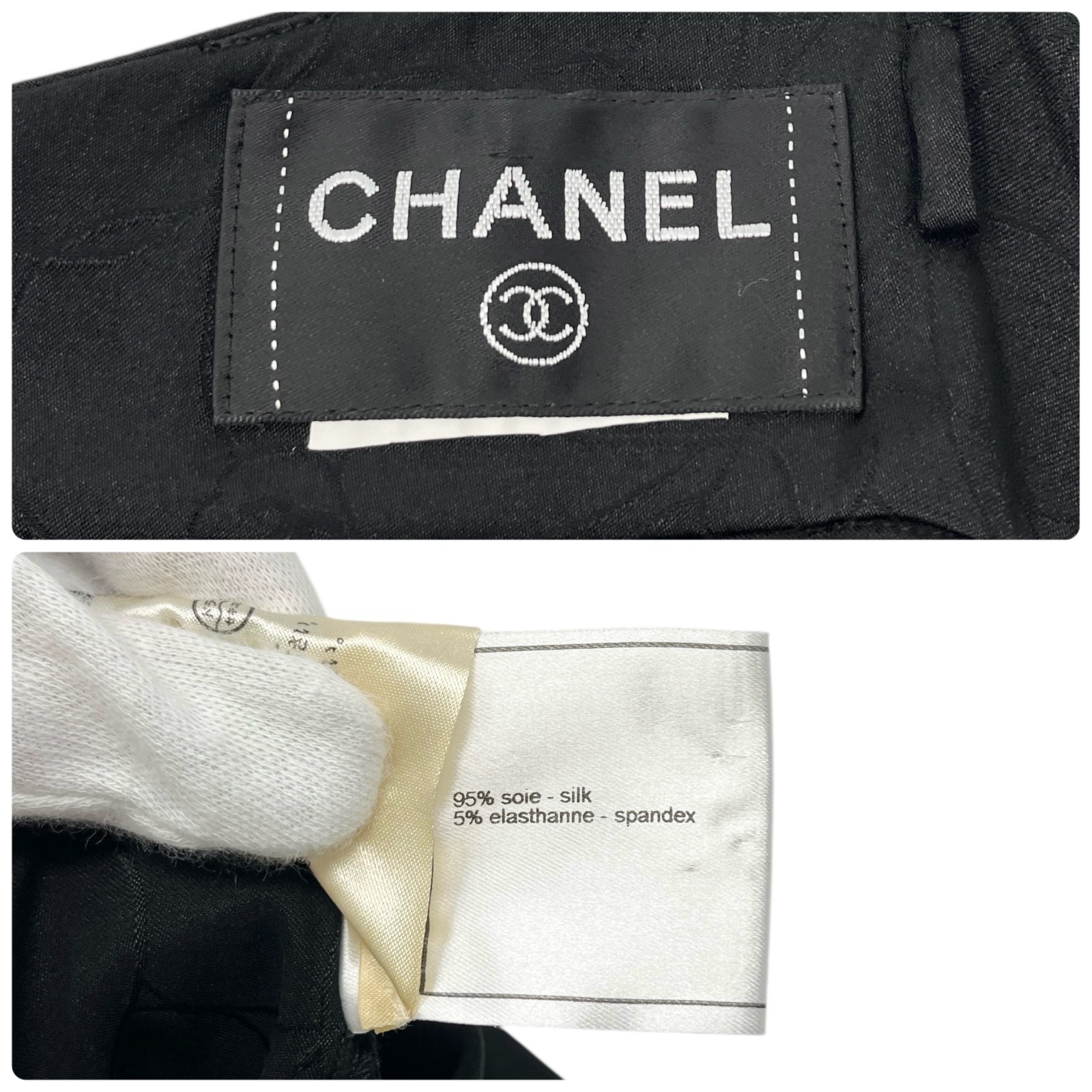 CHANEL Vintage 01P CC Logo Dress One-piece Flower Camellia Button Black 105983