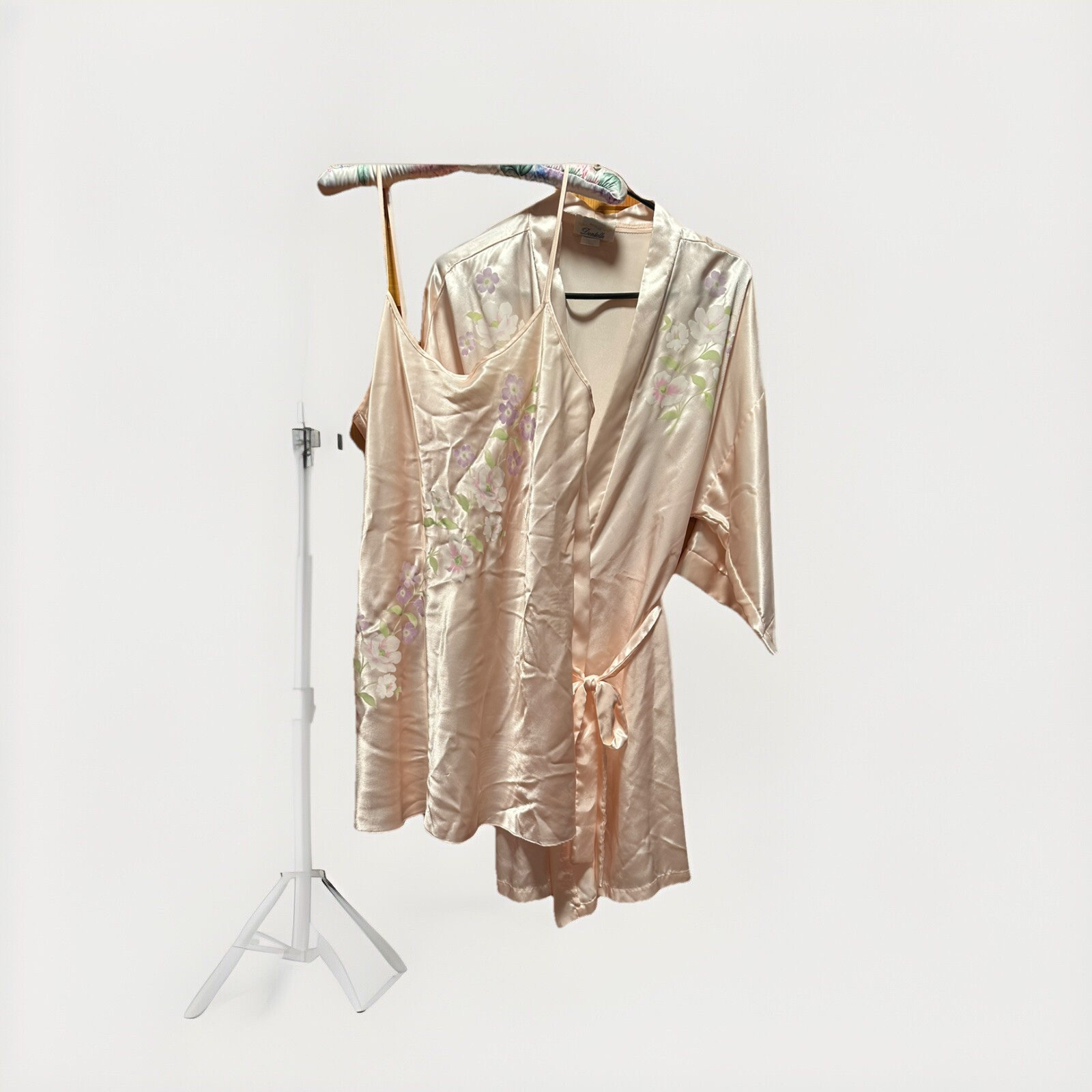 VTG Dentelle Peignoir Set – Robe,Gown,Shorts – Pink, Size L/XL, Made USA