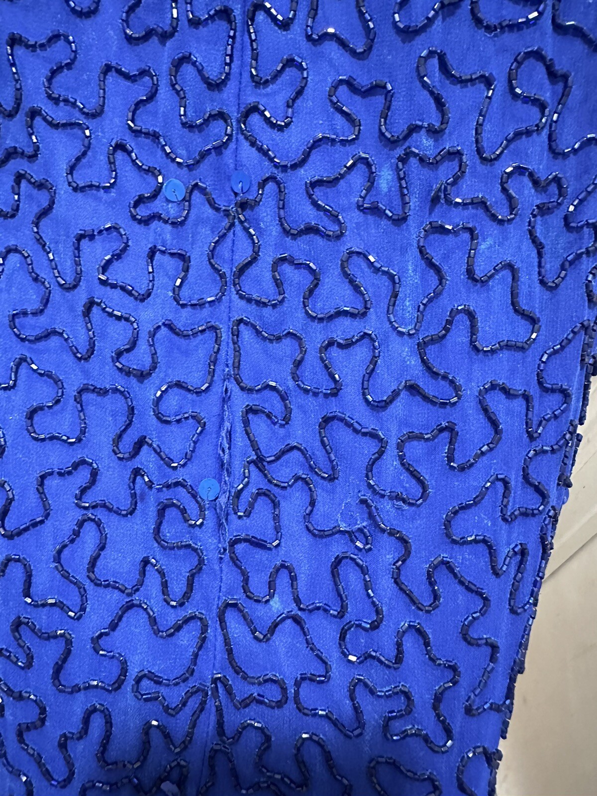 Gorg Vintage Andretta Donatello 100% Silk Fully Beaded Blue Gown/Dress Size XS