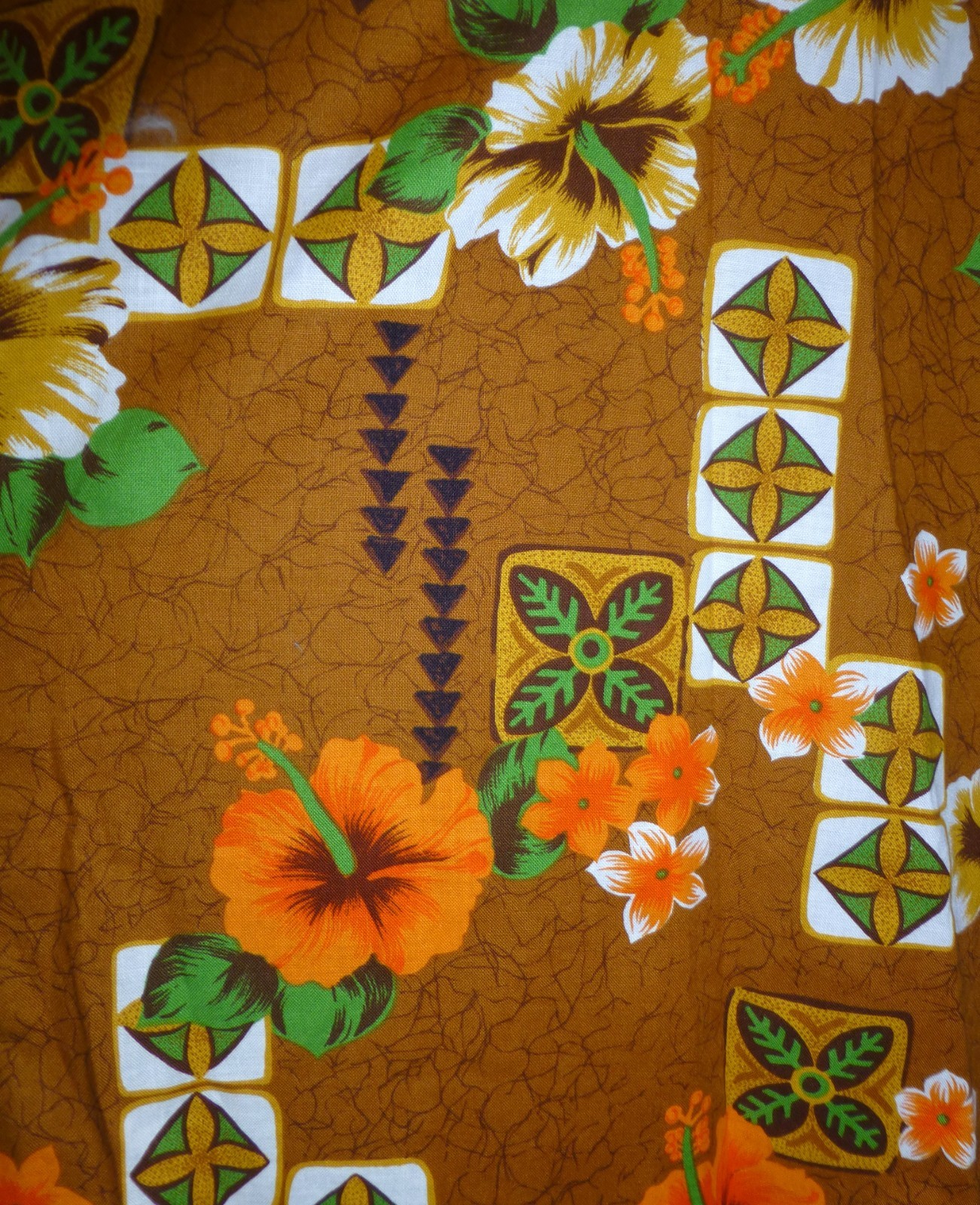 Vtg ROYAL Hawaiian Floral Cotton Polynesian wedding Party Midi Sun DRESS Sz L