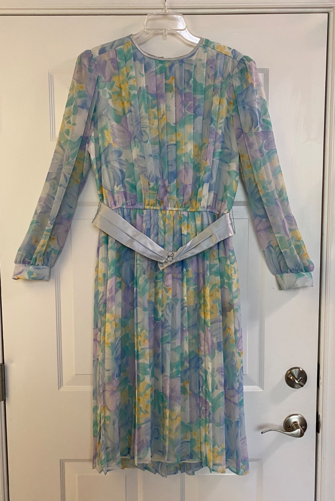 Vintage 1980’s Lisa Michaels Dress 14 Floral Pleated Lined ~ Made in USA