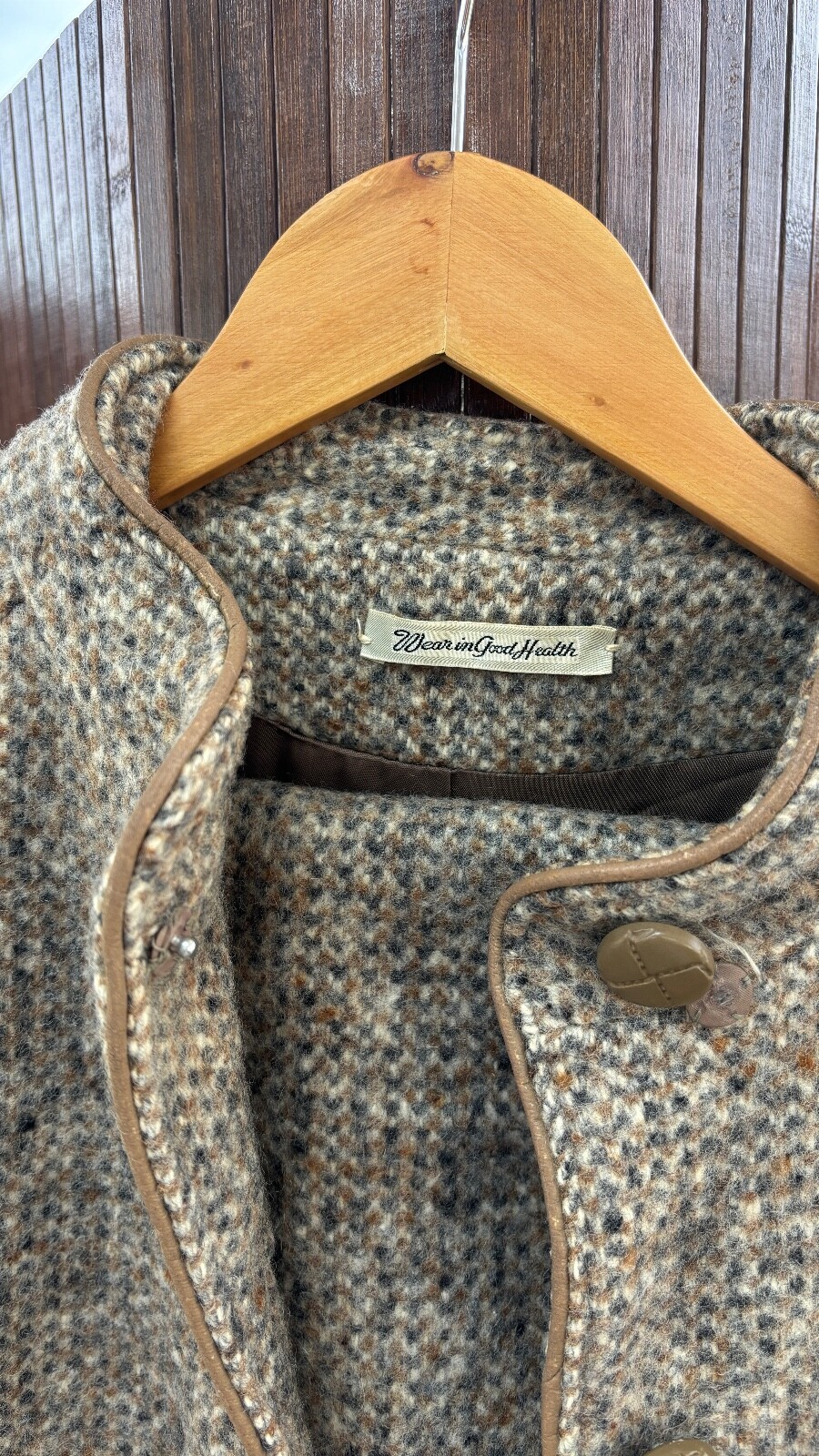VTG 70s/80s Wool Blend Tweed Full Length Coat with Matching Scarf Set: Size M