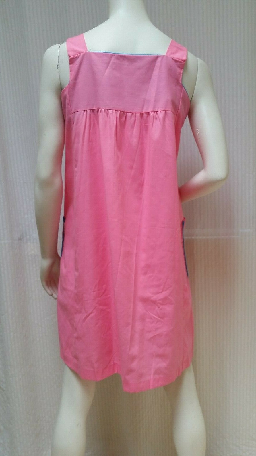 Vintage PLAZA 9 Pink Pinafore Babydoll Dress w/ Embroidered Pockets – Size S/M