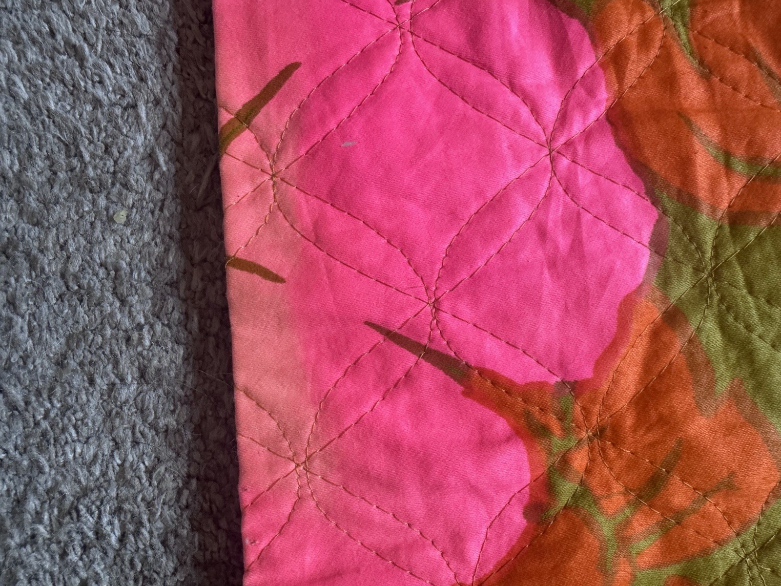 Vtg 60s 70s Phil Rose of California Quilted Maxi Skirt Pink Hibiscus Tiki Retro
