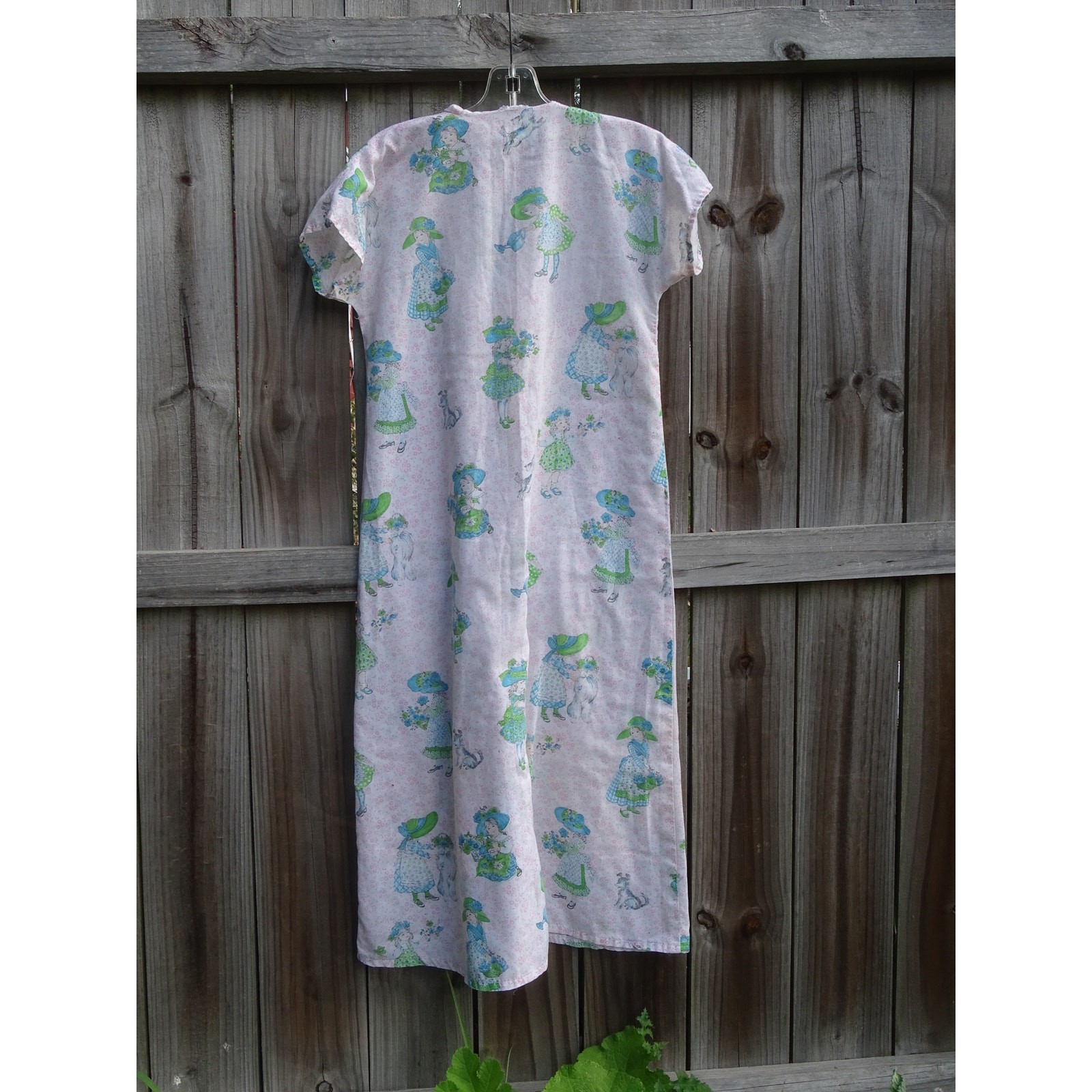 Vtg Floral Midi Housedress Novelty Print 70s Small Cottage Garden Cottagecore