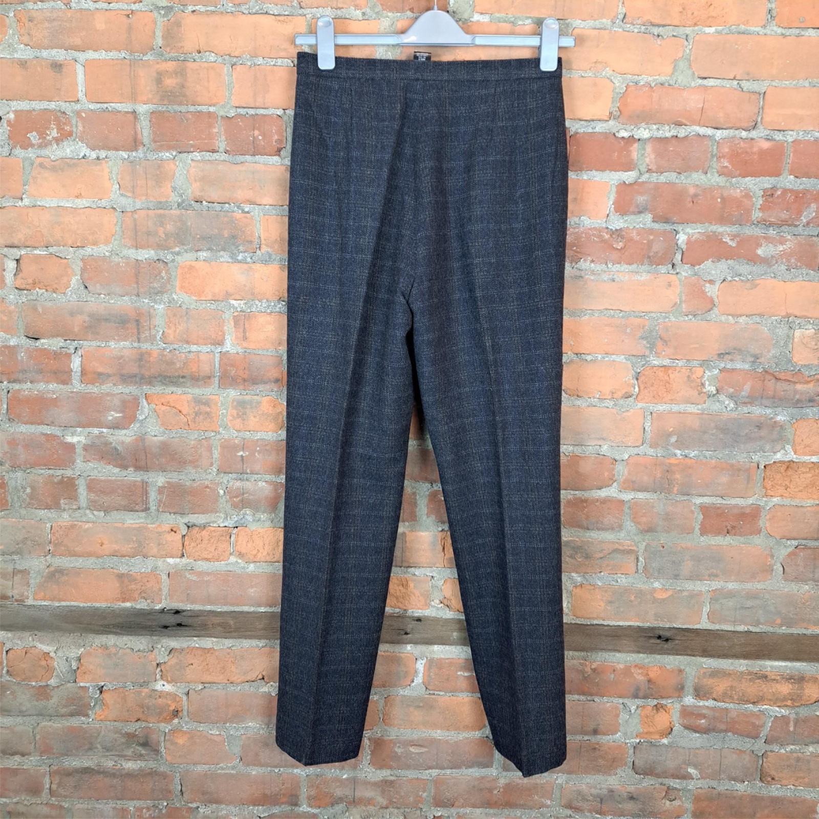 Willie Smith Womens Pants Gray Wool Gold Pinstripes Made in Italy Lined Size 8