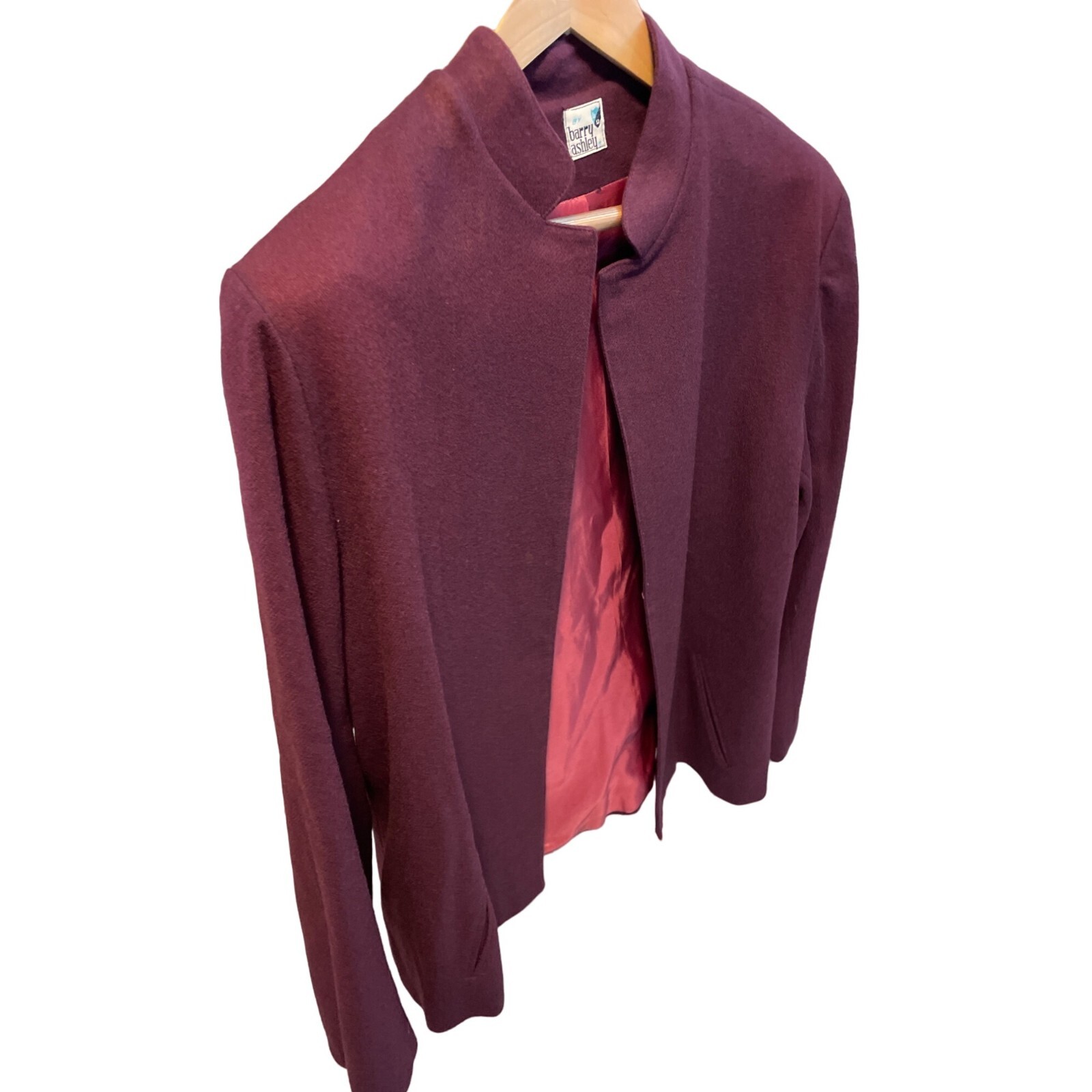 Vintage 80s Barry Ashley Maroon Open Long Sleeve Blazer Made in USA