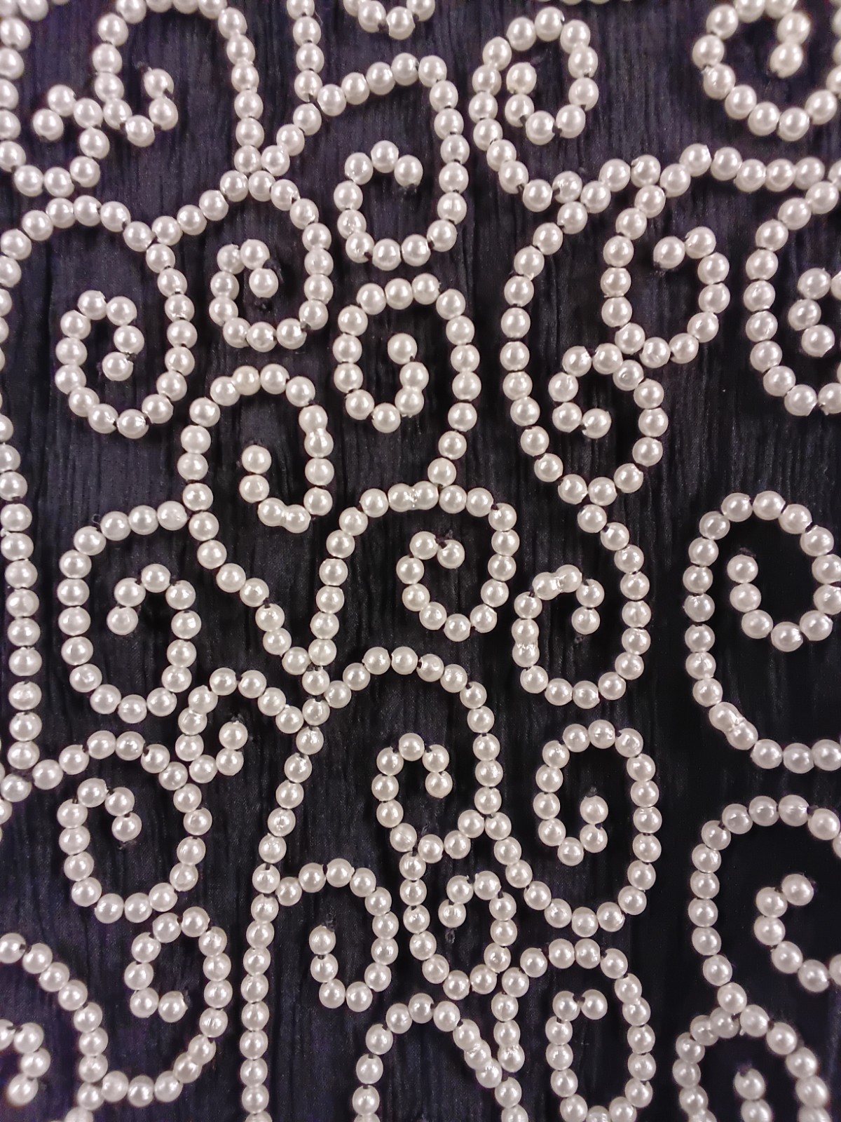 Vintage Lawrence Kazar Petite L Black Silk Beaded Sheath Evening Cocktail Dress