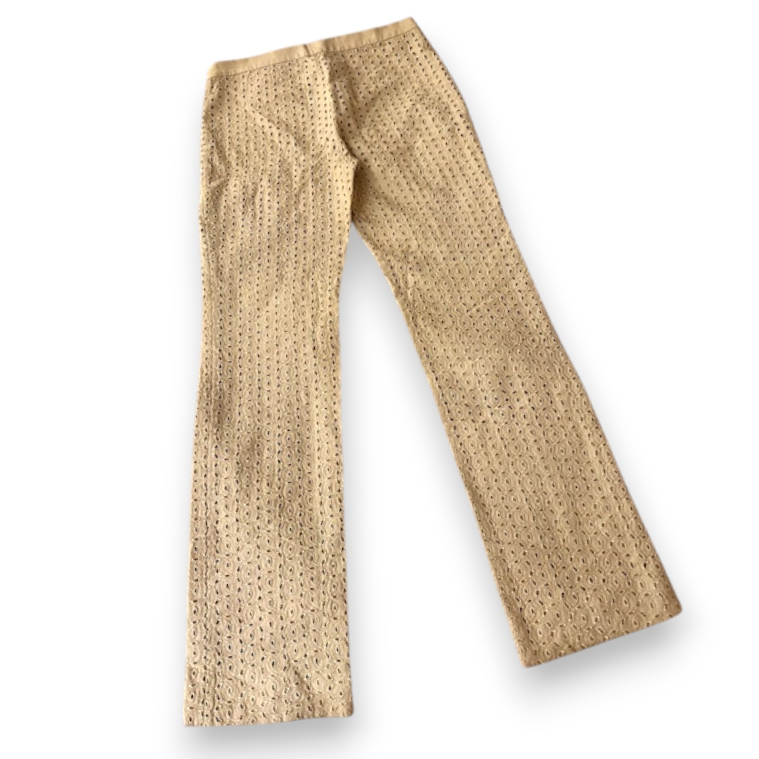 Gianni Versace Vintage Couture Ecru Unlined Lace Eyelet Pants Made in Italy Rare