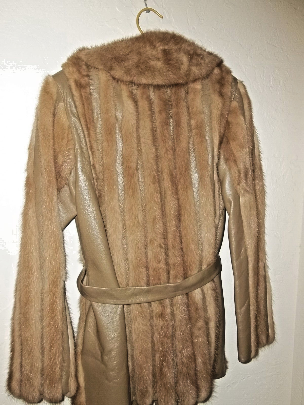POLOGEORGIS FUR & LEATHER COAT JACKET TAUPE/ LIGHT BROWN