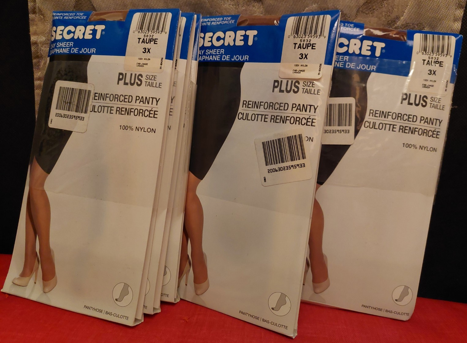 Vintage Pantyhose Secret Plus 9 Pack Special Reinforced Panty Taupe Size 3X