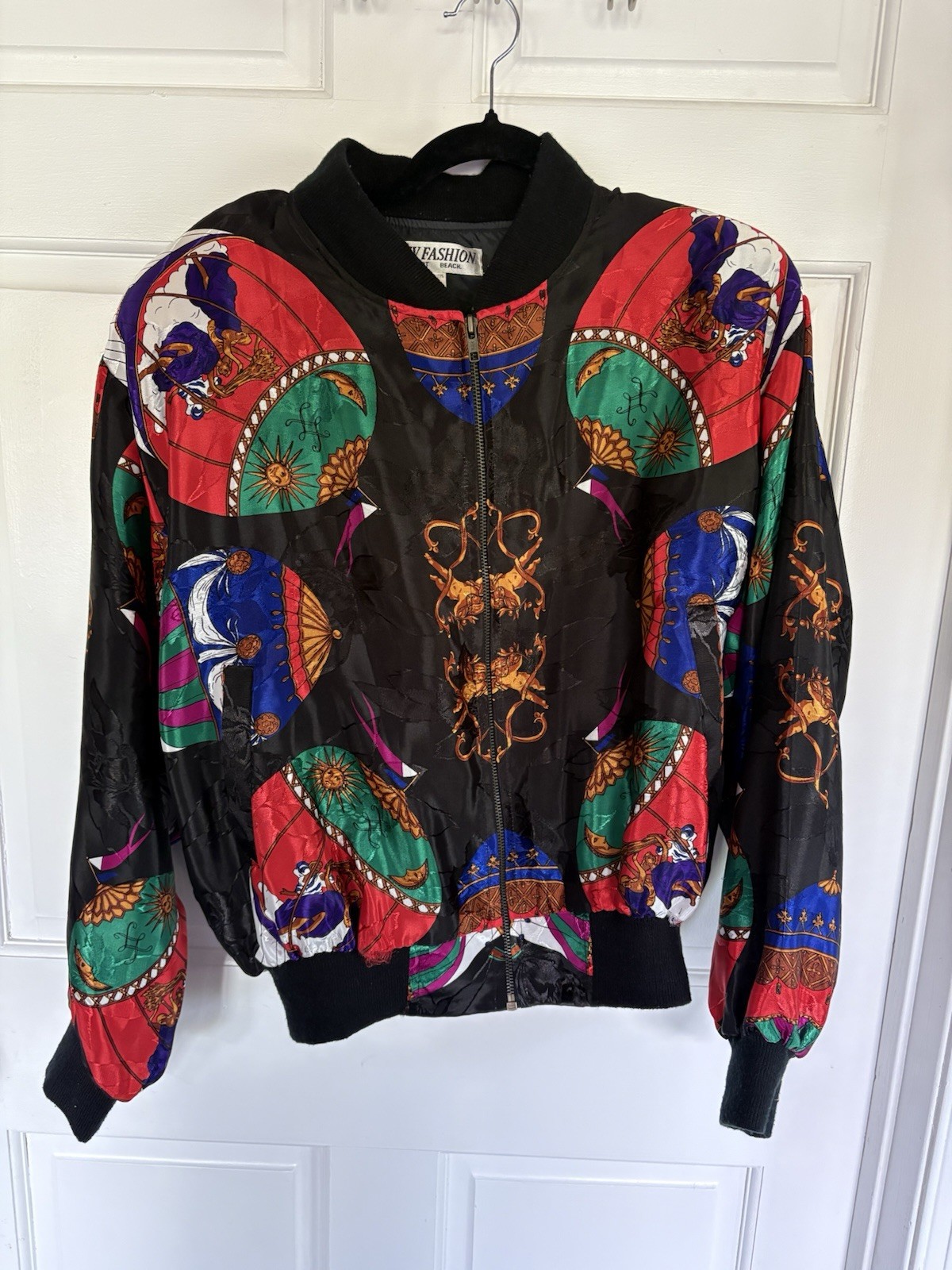 Vintage 80 90 Hot Air Balloon Jacket Coat Newport Beach Colorful Jazzy Artsy EUC