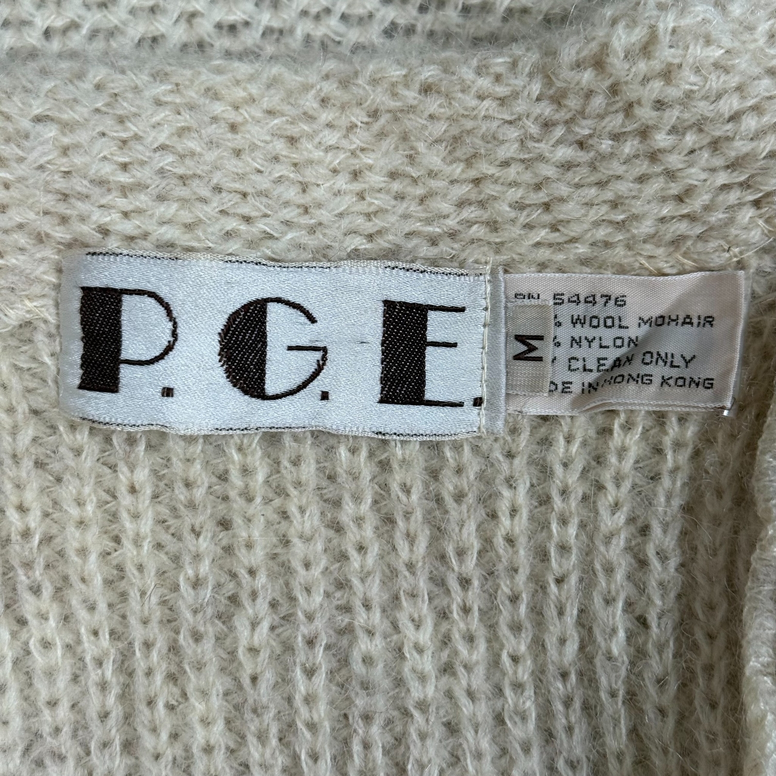 VTG 1980s P.G.E. Mohair Cardigan Women’s Sweater Medium Made In Hong Kong