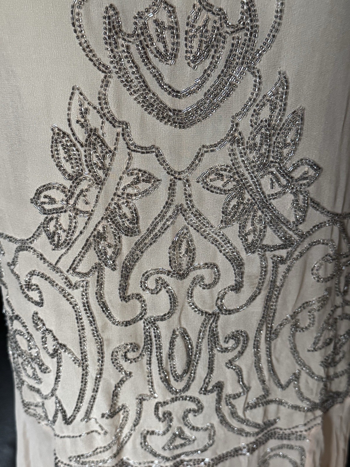 Authentic 1920s Beaded Silk Chiffon Dress – Art Deco – Double Sided Beading