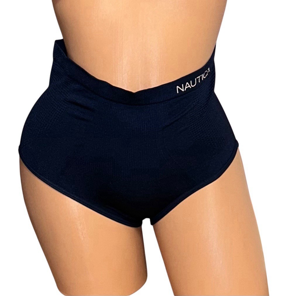 Nautica Blue Silky Soft Nylon High-Waisted Shaper Panties L NOS