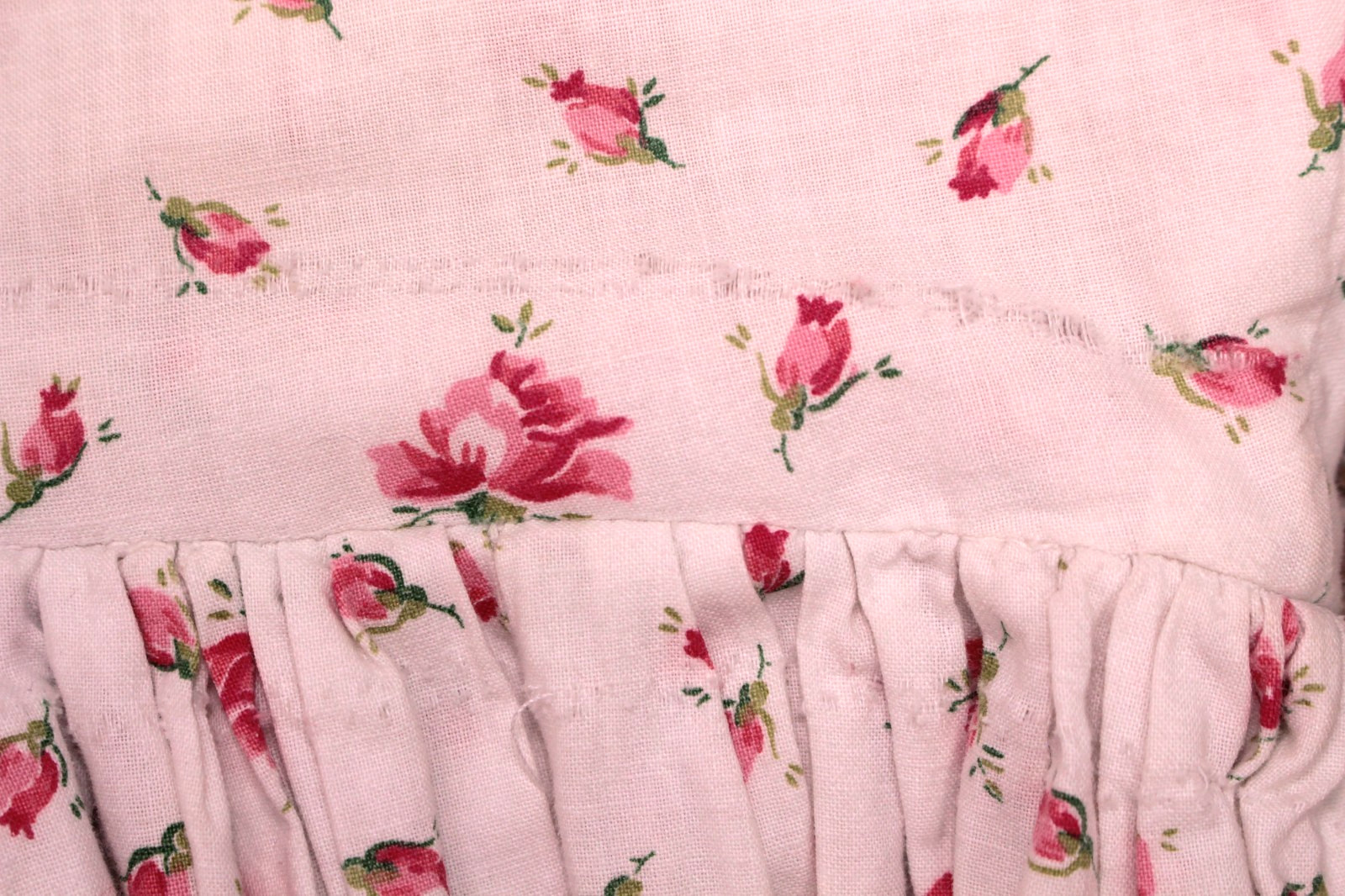 Vtg Women’s 50s White & Red Rose Print Cotton Tea Dress Sz XXS/XS 1950s